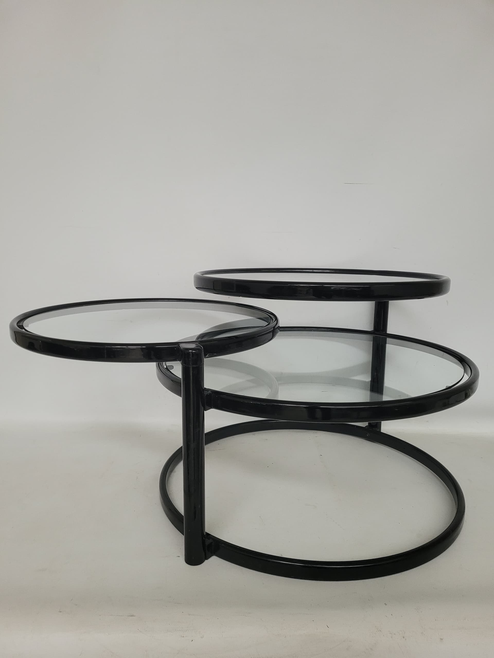 Coffee Table Bauhaus, clear glass, black metal, 1980s. - 398827