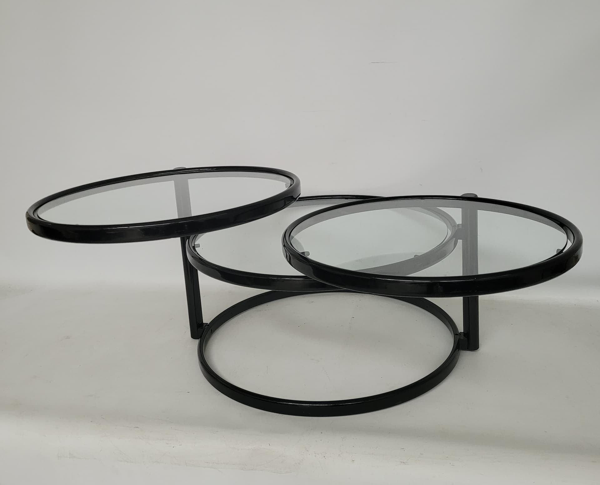 Coffee Table Bauhaus, clear glass, black metal, 1980s. - 398822