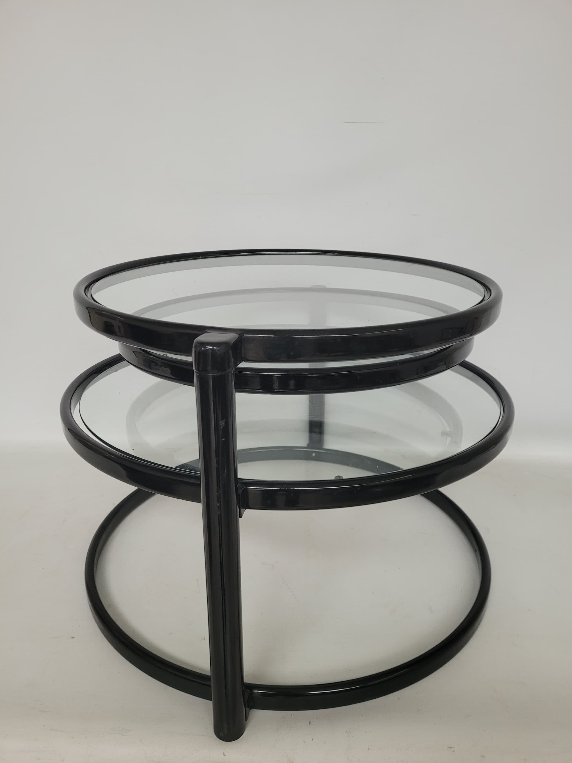 Coffee Table Bauhaus, clear glass, black metal, 1980s. - 398823