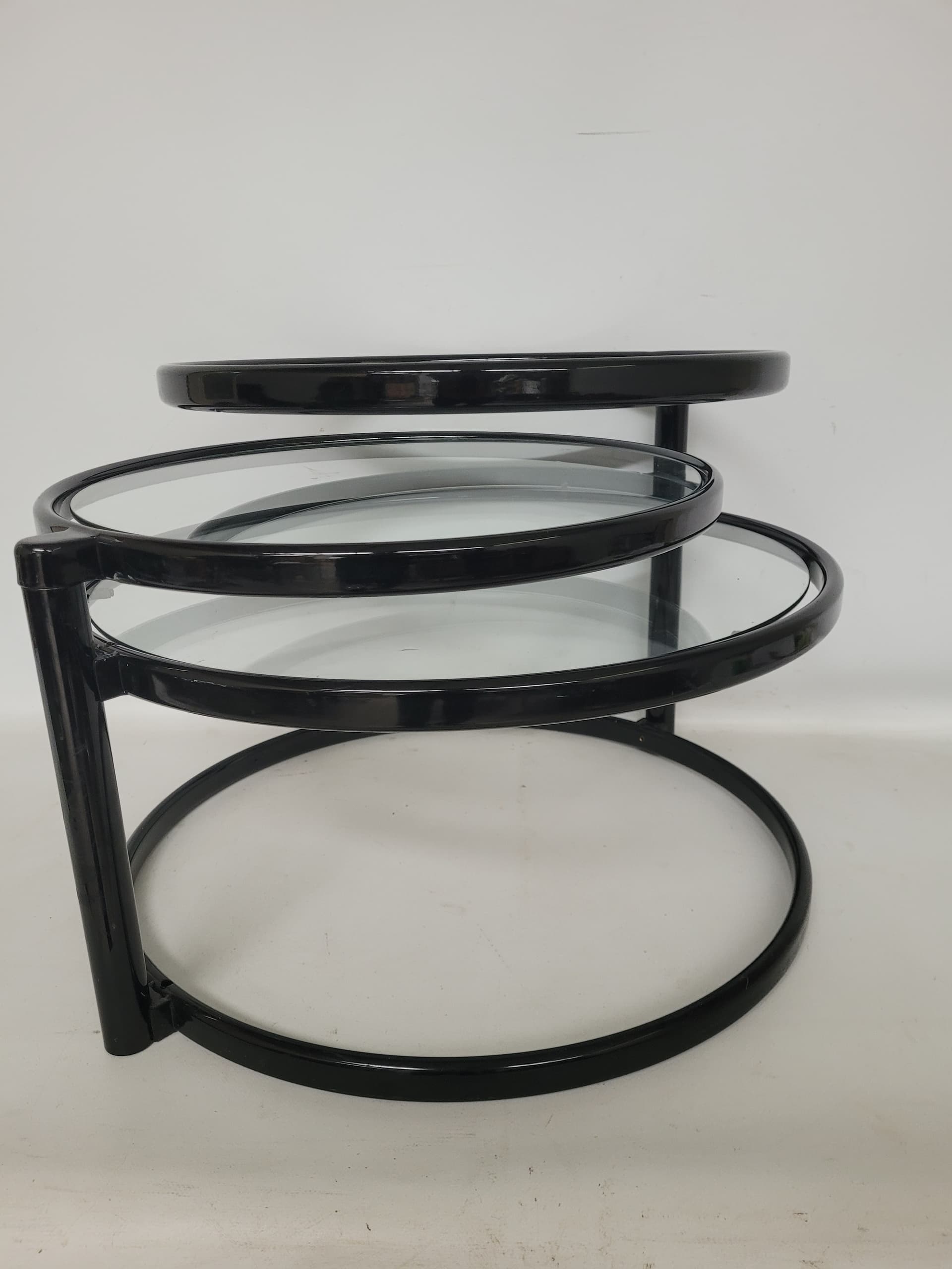 Coffee Table Bauhaus, clear glass, black metal, 1980s. - 398830