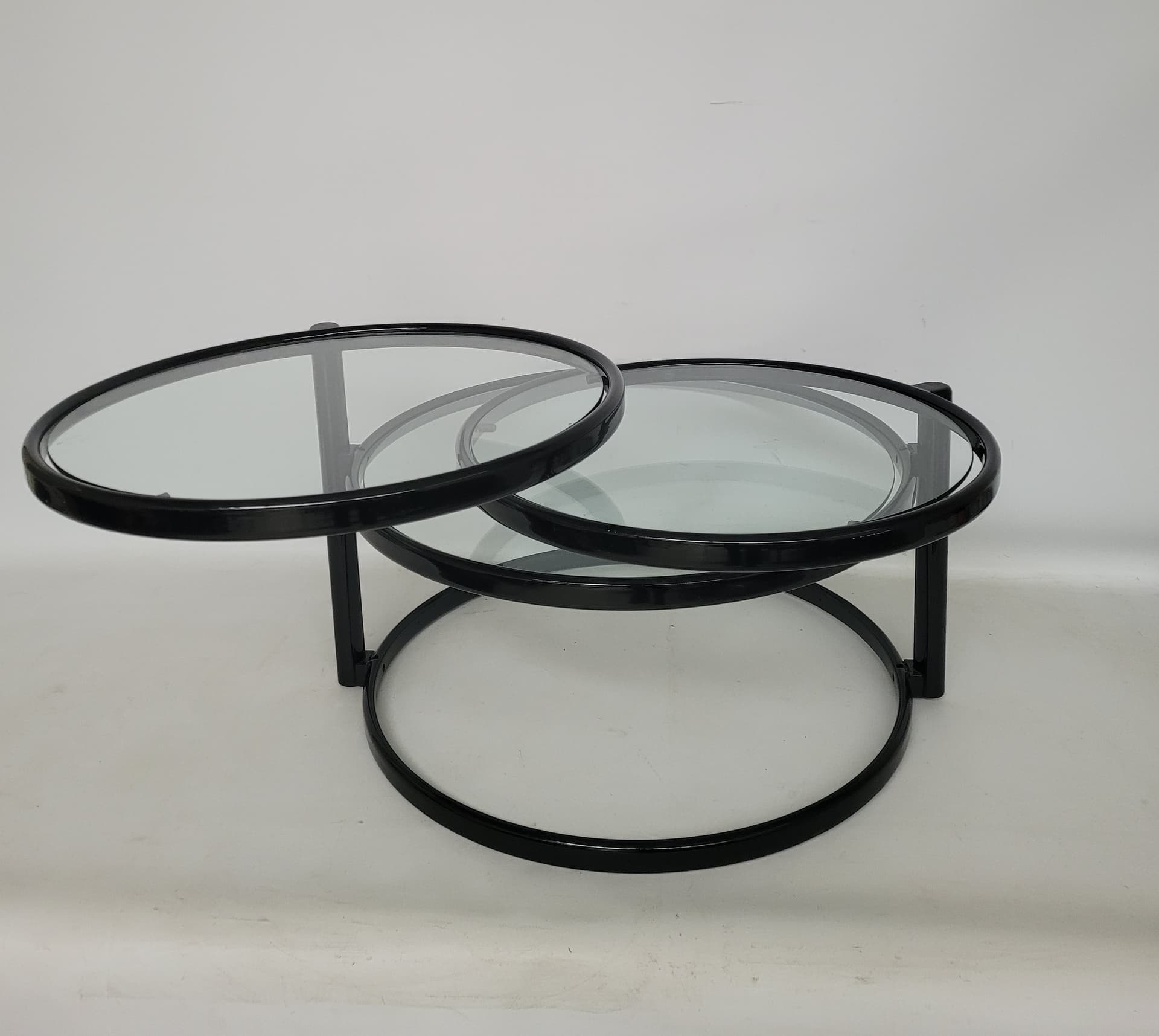 Coffee Table Bauhaus, clear glass, black metal, 1980s. - 398825
