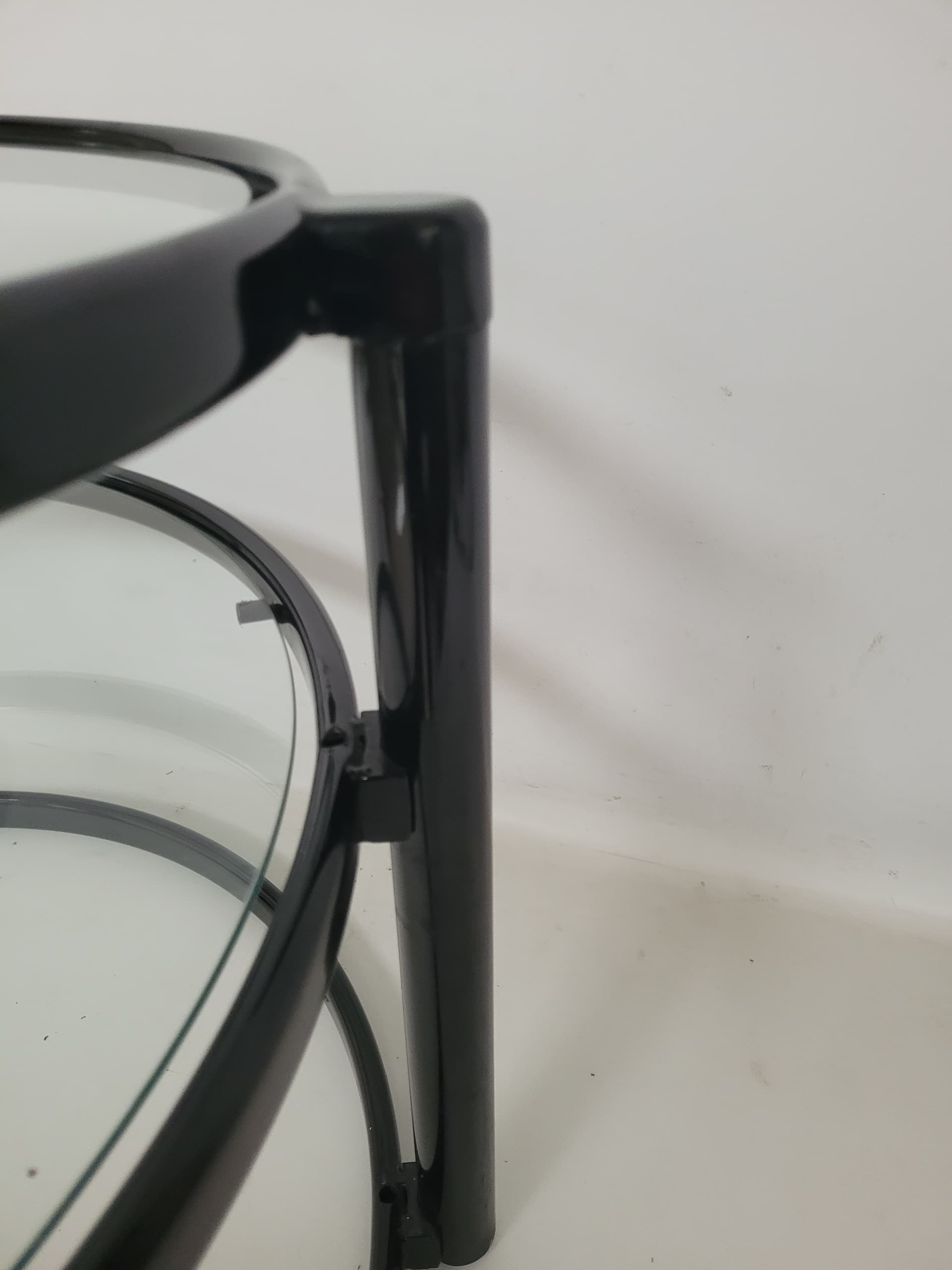 Coffee Table Bauhaus, clear glass, black metal, 1980s. - 398829