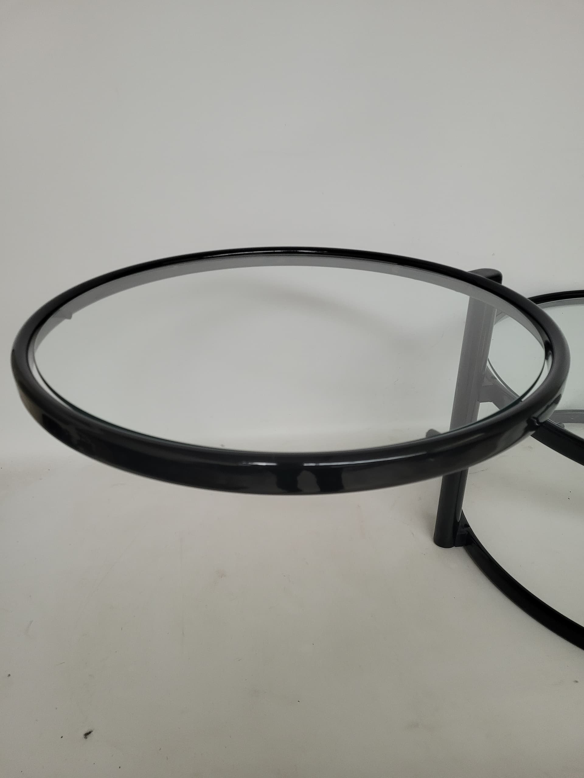 Coffee Table Bauhaus, clear glass, black metal, 1980s. - 398831