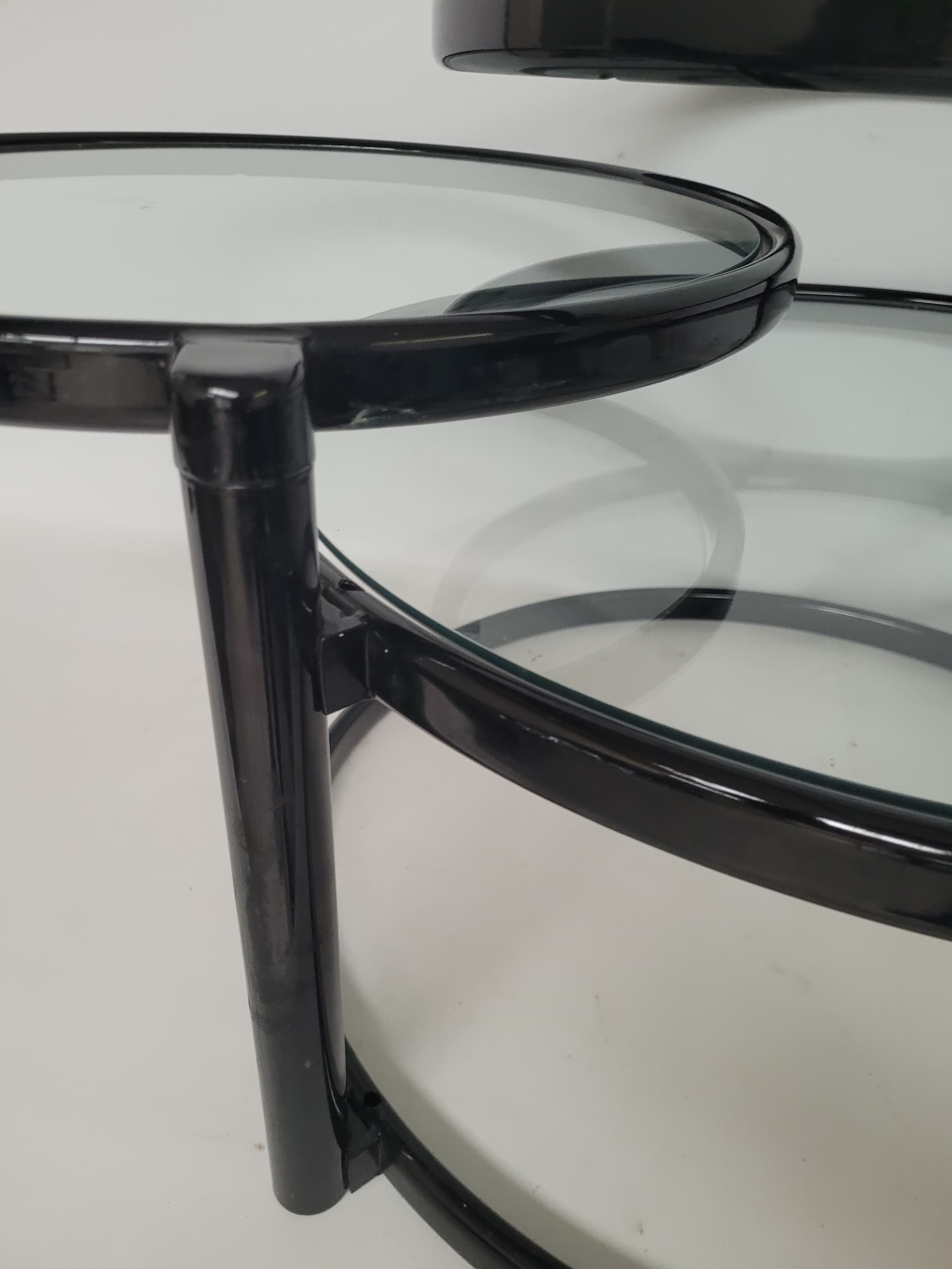 Coffee Table Bauhaus, clear glass, black metal, 1980s. - 398821