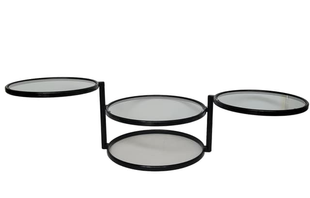 Coffee Table Bauhaus, clear glass, black metal, 1980s. - DIMENSION