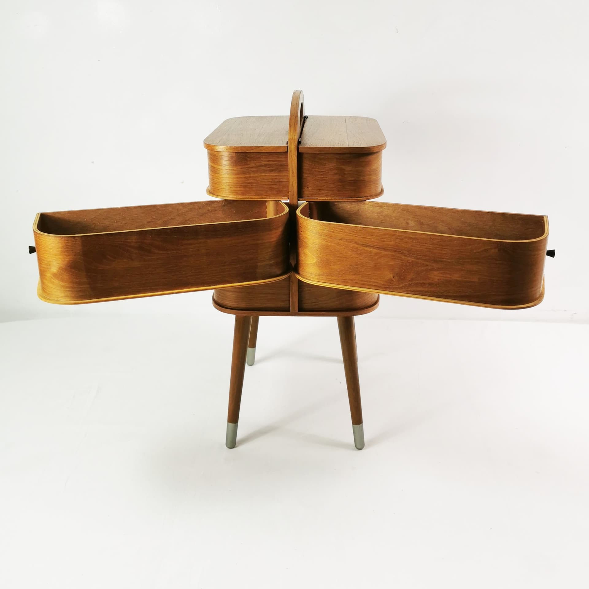 Sewing organizer Mid-Century, brown teak, Denmark, 1960s. - 398875