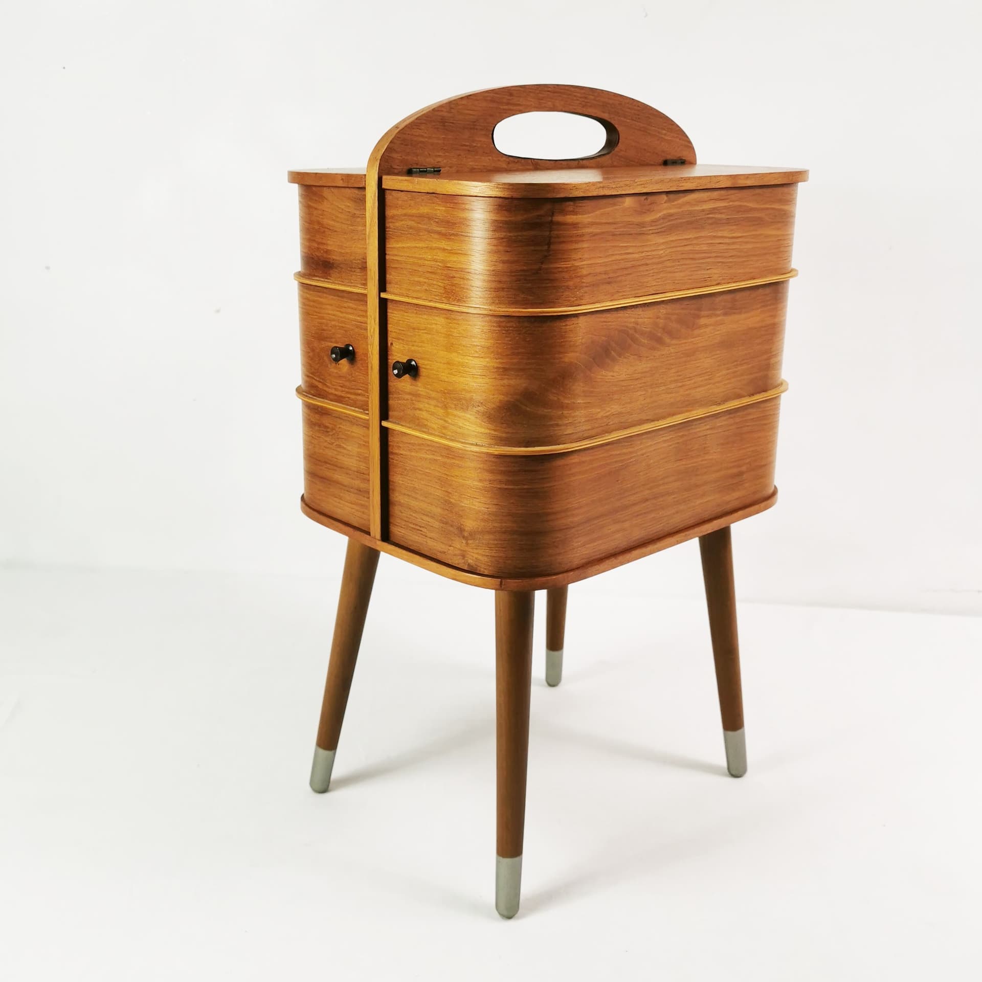Sewing organizer Mid-Century, brown teak, Denmark, 1960s. - 398864