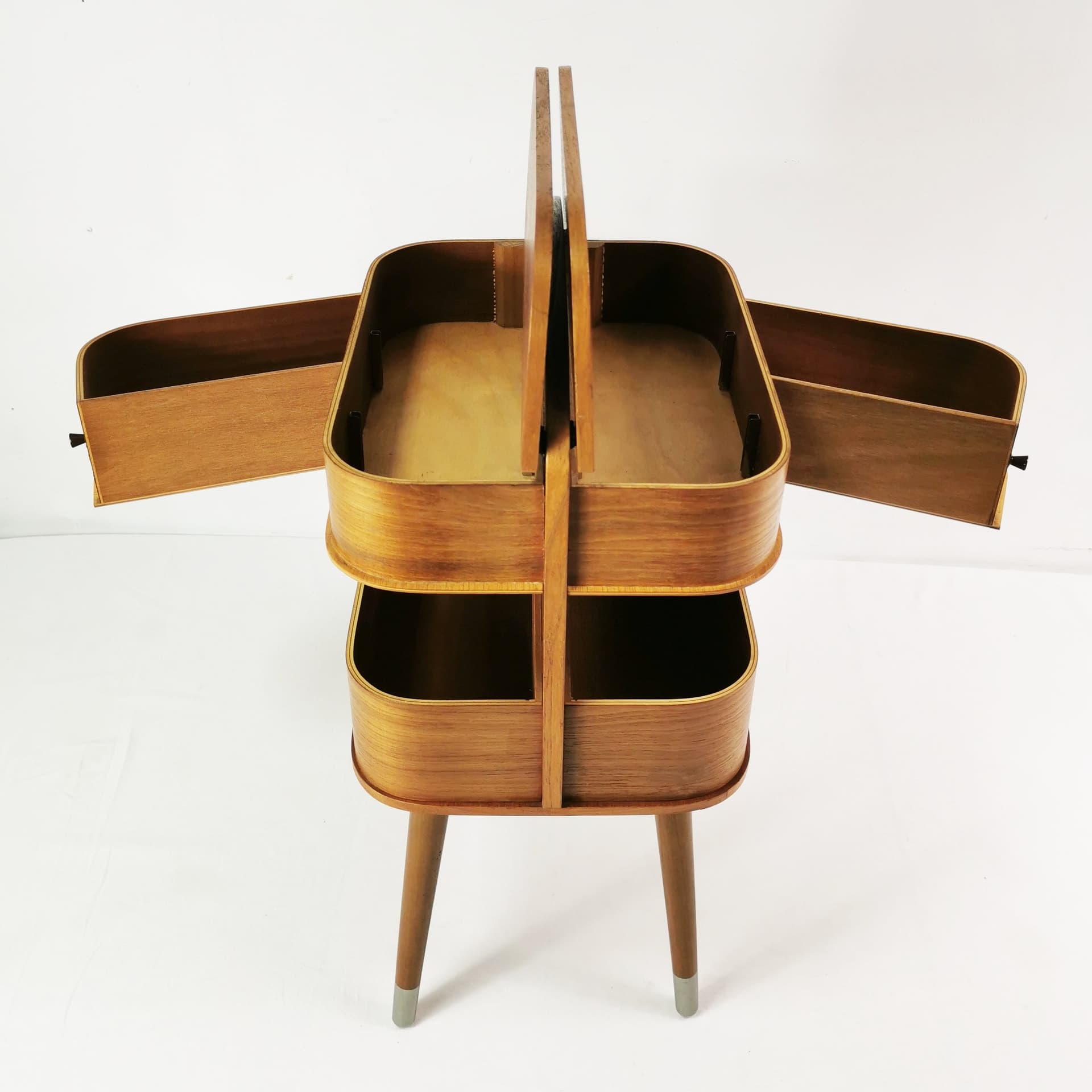 Sewing organizer Mid-Century, brown teak, Denmark, 1960s. - 398869