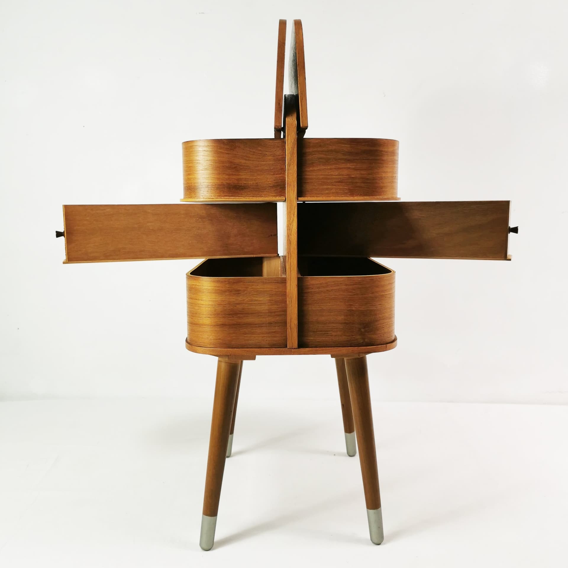 Sewing organizer Mid-Century, brown teak, Denmark, 1960s. - 398874