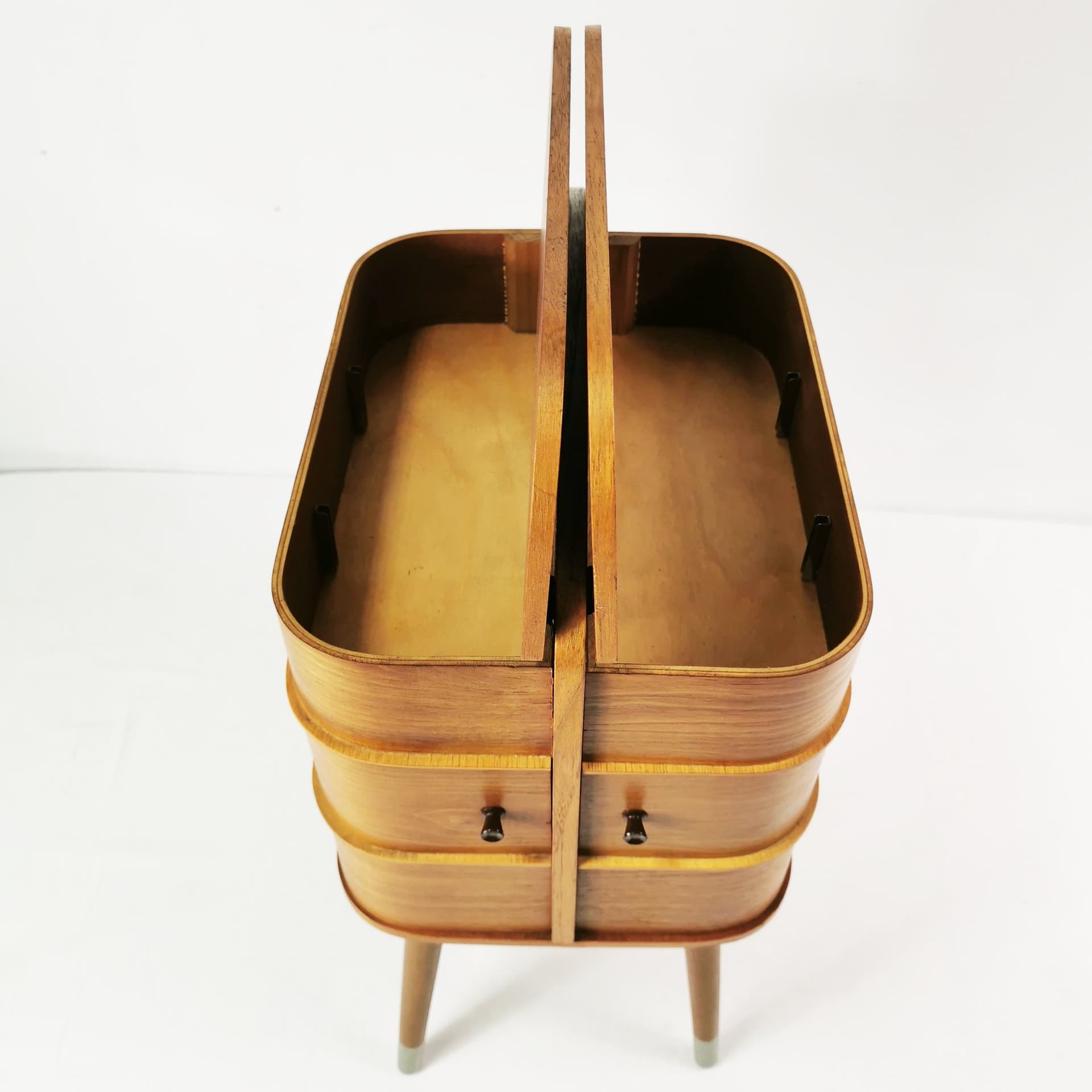 Sewing organizer Mid-Century, brown teak, Denmark, 1960s. - 398868