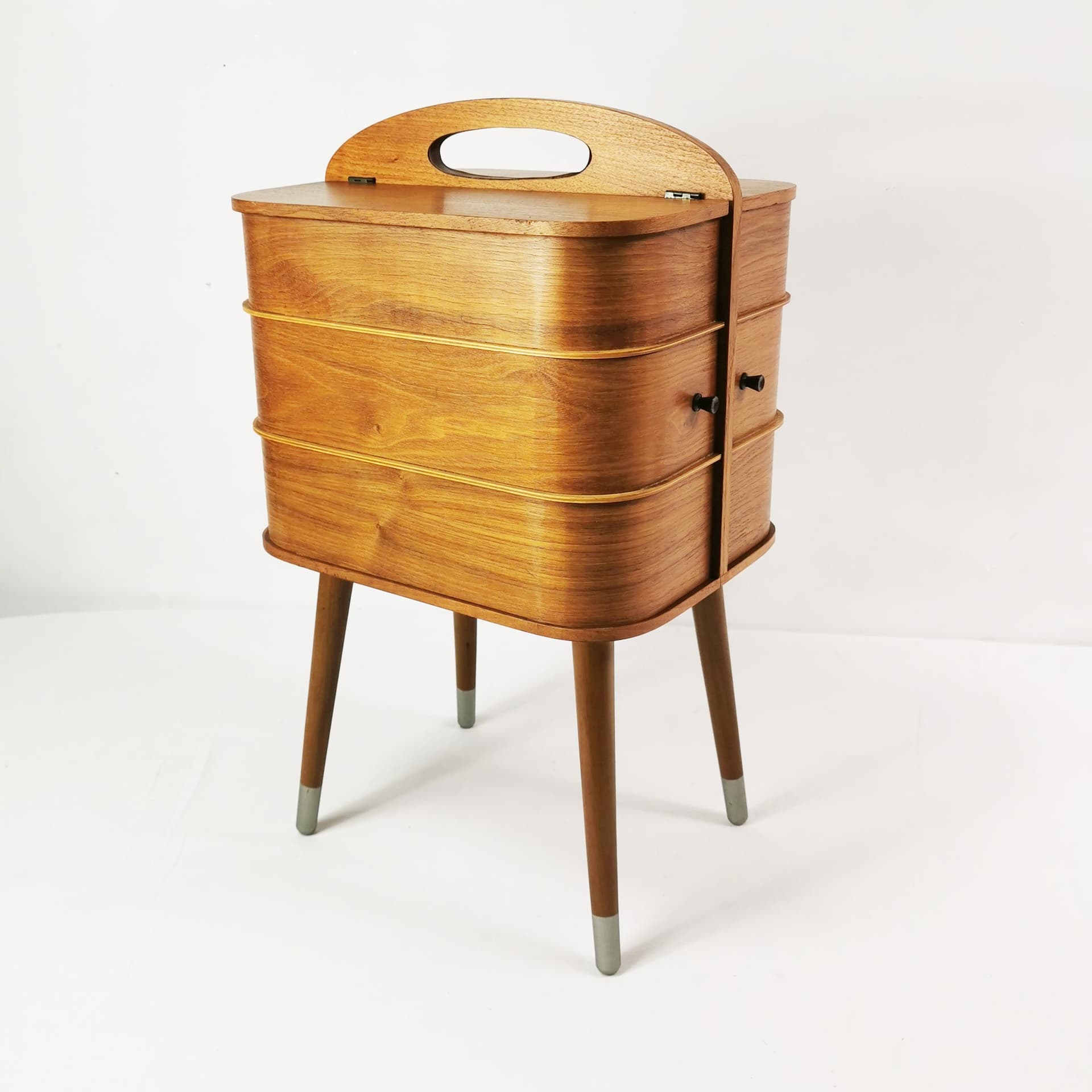 Sewing organizer Mid-Century, brown teak, Denmark, 1960s. - 398862