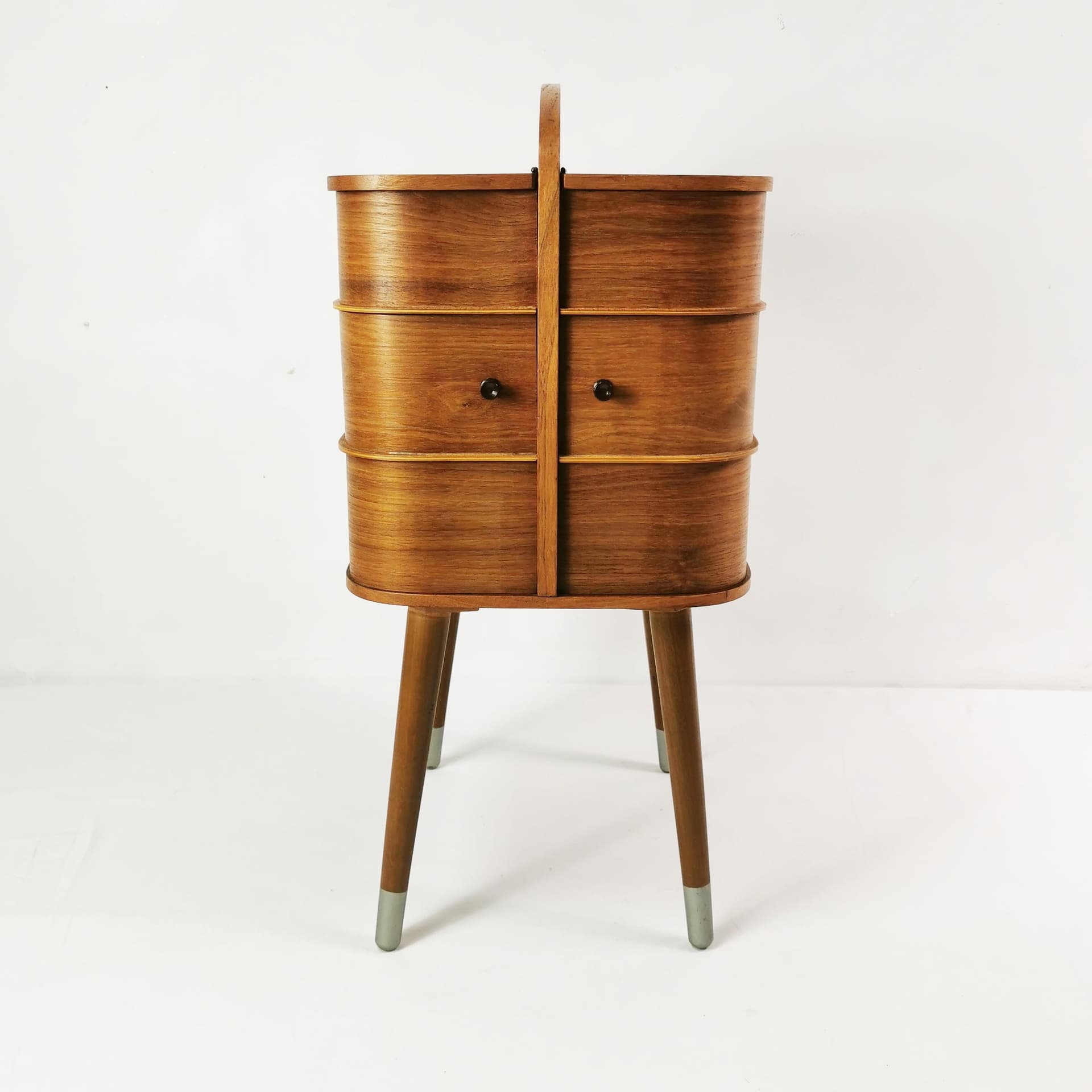 Sewing organizer Mid-Century, brown teak, Denmark, 1960s. - 398876
