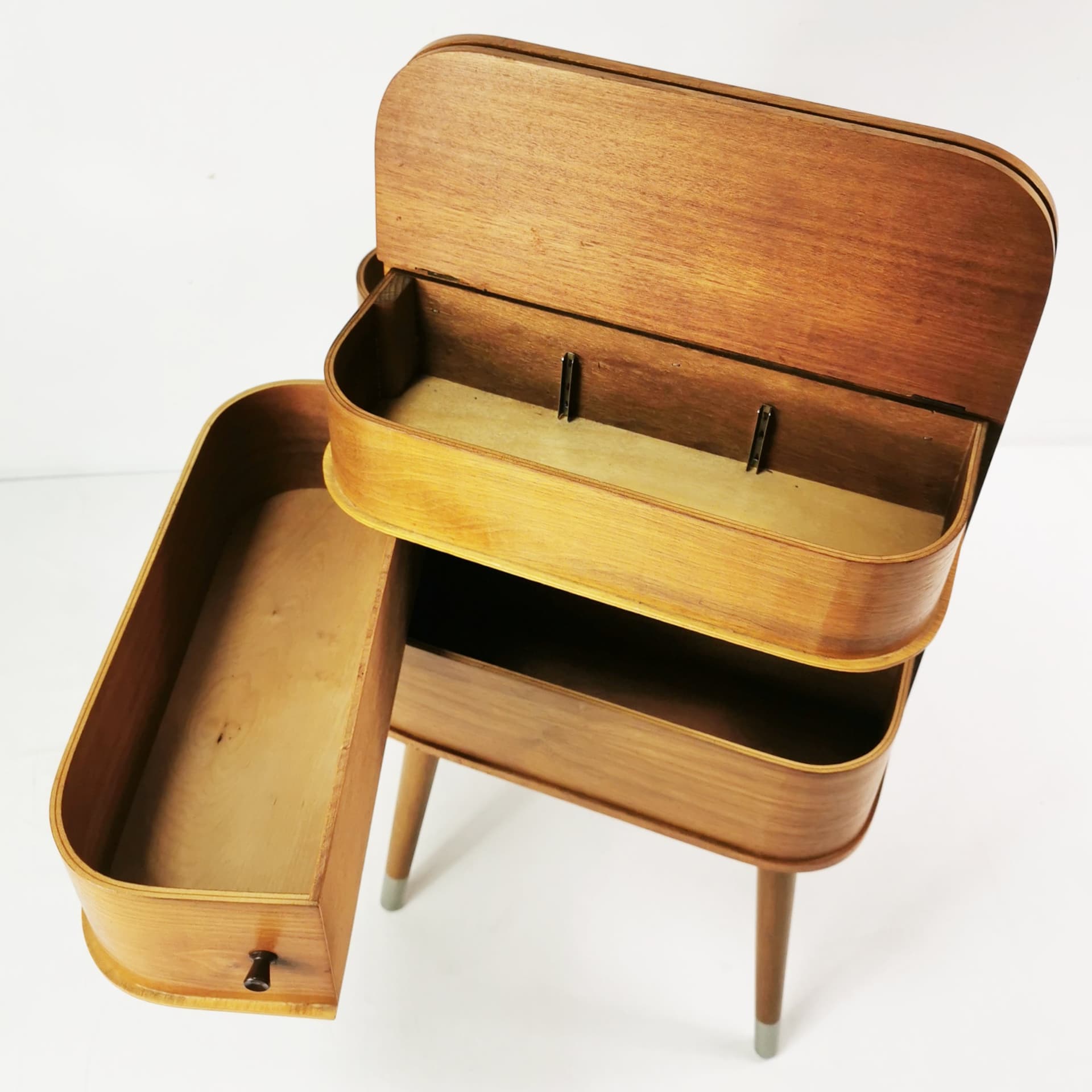 Sewing organizer Mid-Century, brown teak, Denmark, 1960s. - 398870