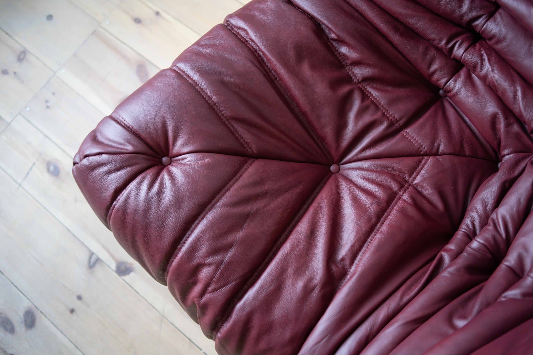 Sofa Togo dwuosobowa, skóra brązowy burgund - 398908
