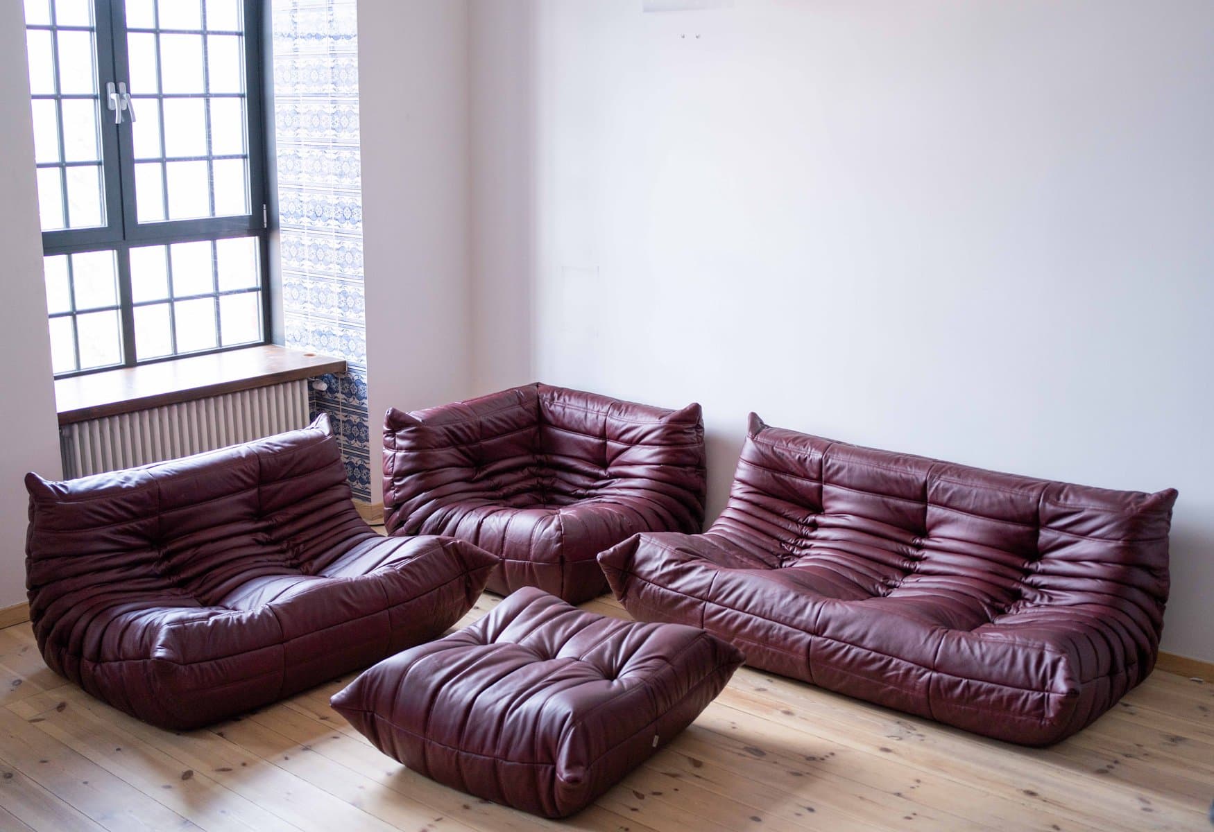Sofa Togo dwuosobowa, skóra brązowy burgund - 398909