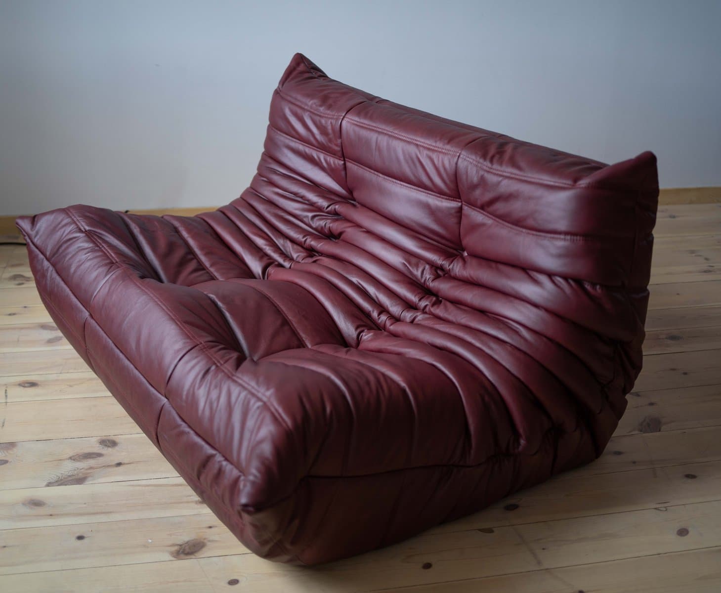 Sofa Togo dwuosobowa, skóra brązowy burgund - 398906