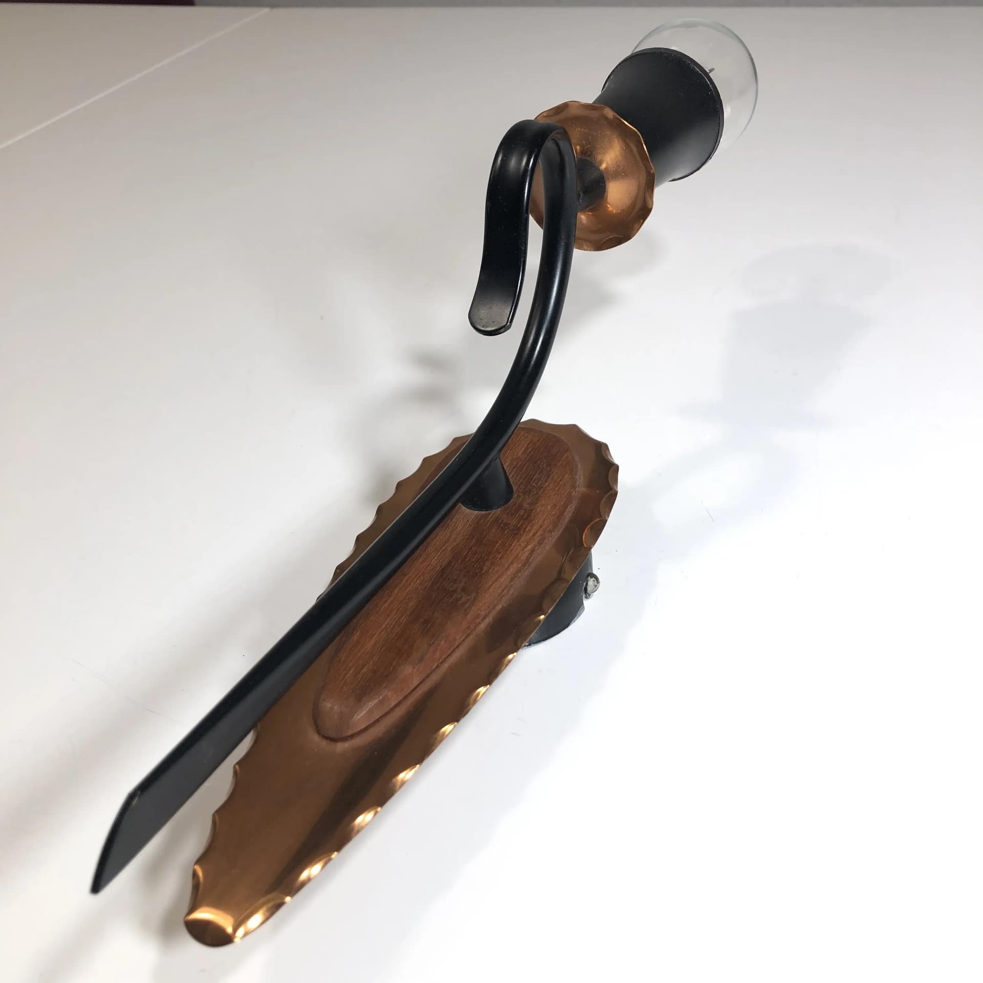 Kinkiet, Ragla Belysning, miedź czarna, Szwecja, lata 60. - 29431