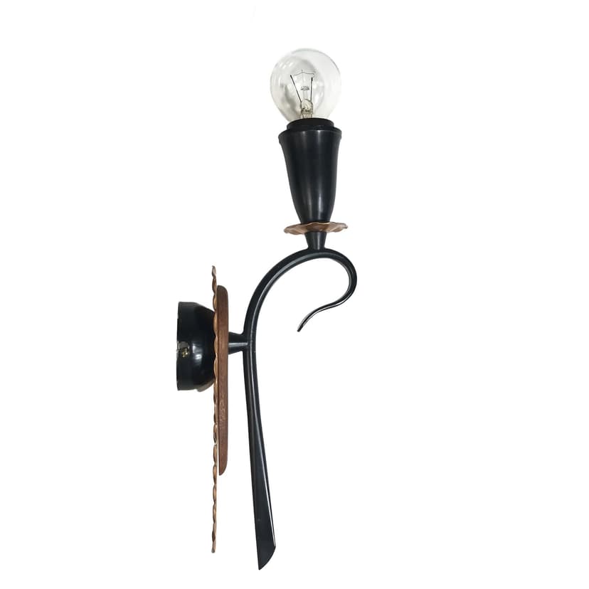 Kinkiet, Ragla Belysning, miedź czarna, Szwecja, lata 60.