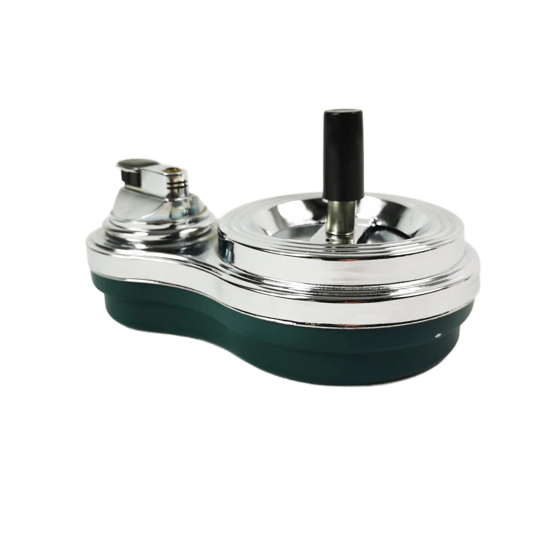 Smoking set Bauhaus, green chrome-plated steel, green Bakelite, Germany, 1960s.