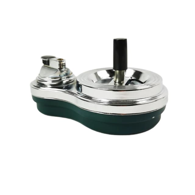 Smoking set Bauhaus, green chrome-plated steel, green Bakelite, Germany, 1960s. - DIMENSION