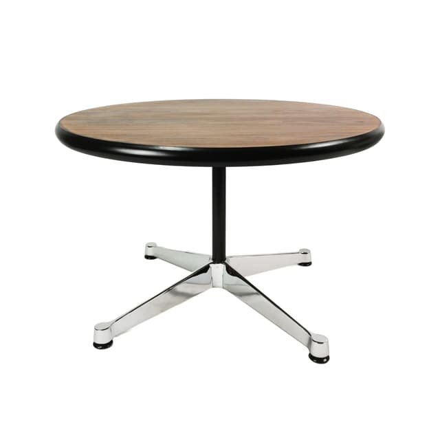 Coffee Table Eames Contract, American walnut brown, black plastic, polished steel silver, by C. & R. Eames, Vitra, Switzerland, 1980s. - DIMENSION