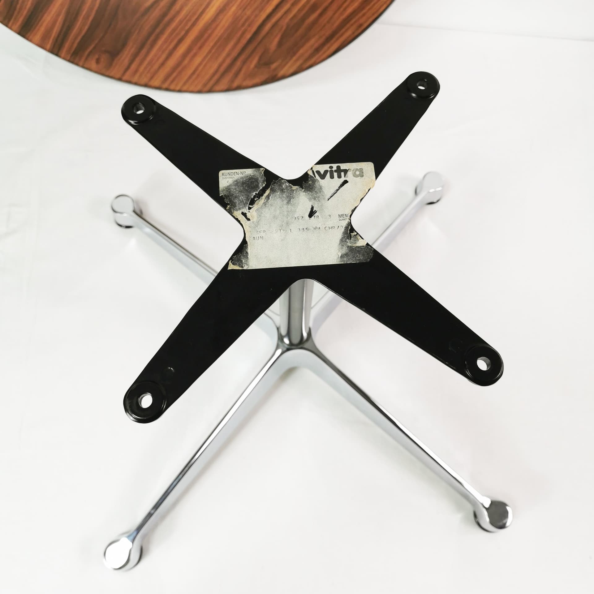 Coffee Table Eames Contract, American walnut brown, black plastic, polished steel silver, by C. & R. Eames, Vitra, Switzerland, 1980s. - 398983