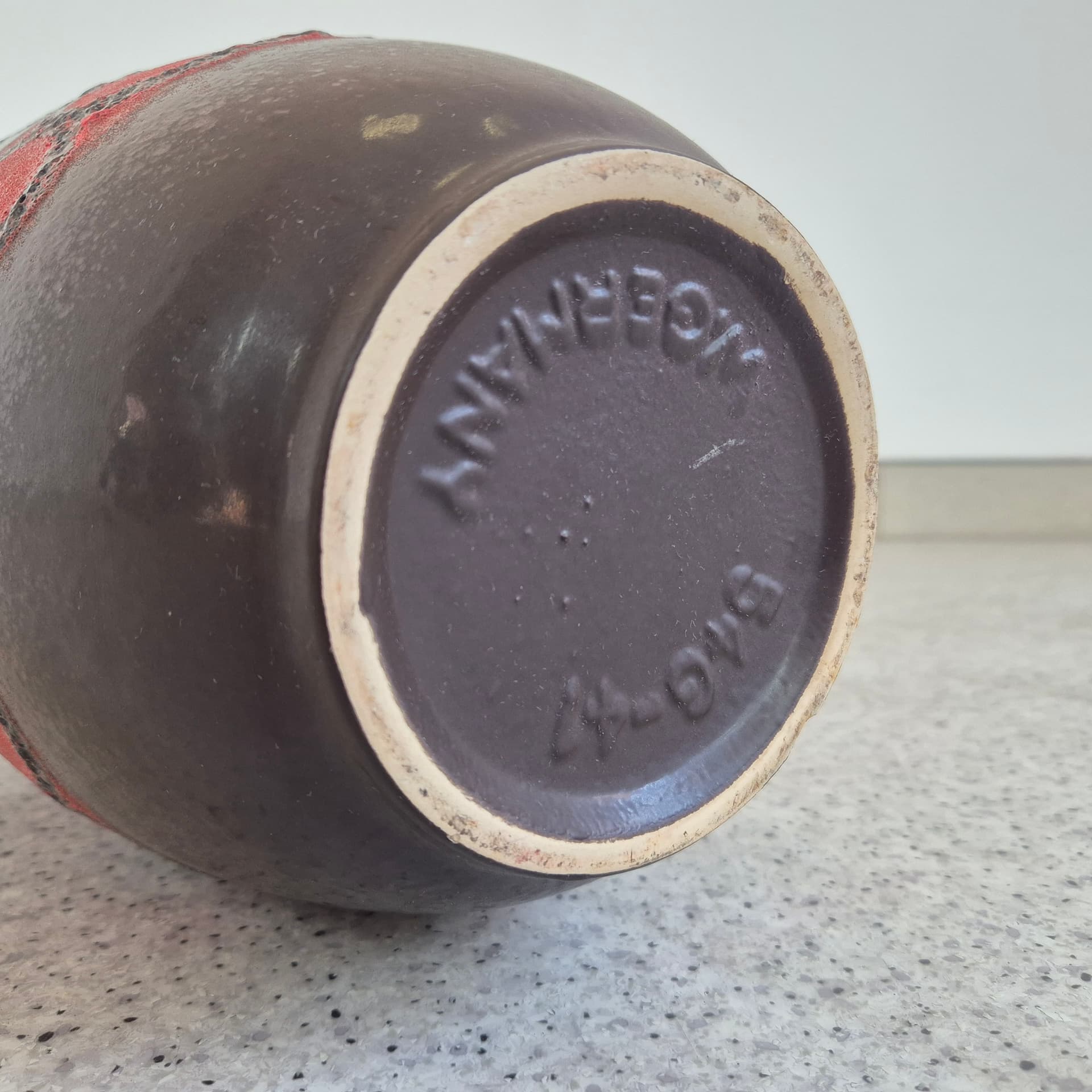 Floor vase, black red brown, ceramic, Scheurich, Germany, 1960s. - 399072