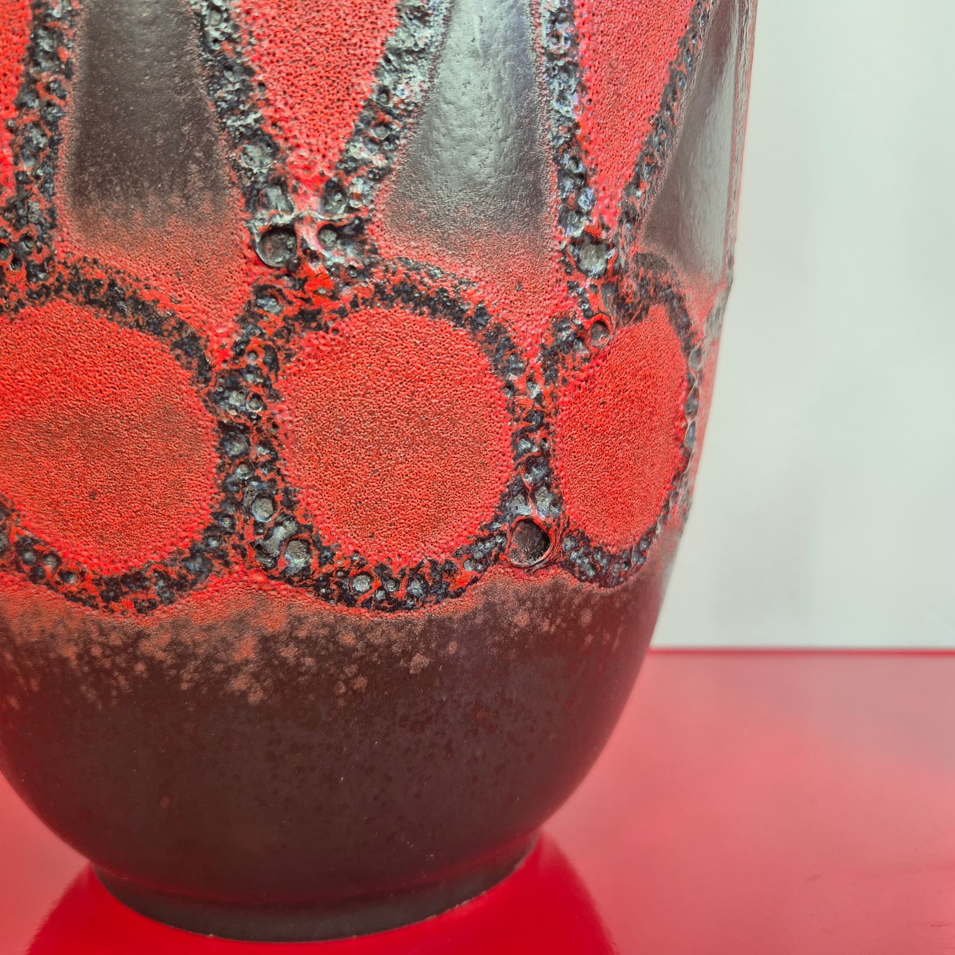 Floor vase, black red brown, ceramic, Scheurich, Germany, 1960s. - 399075