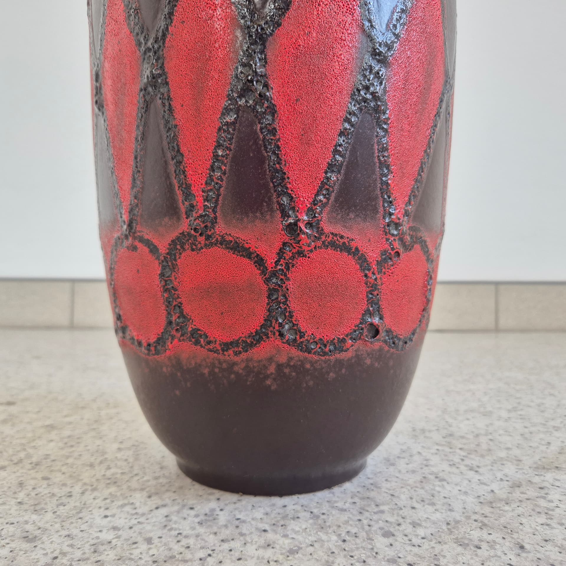 Floor vase, black red brown, ceramic, Scheurich, Germany, 1960s. - 399071