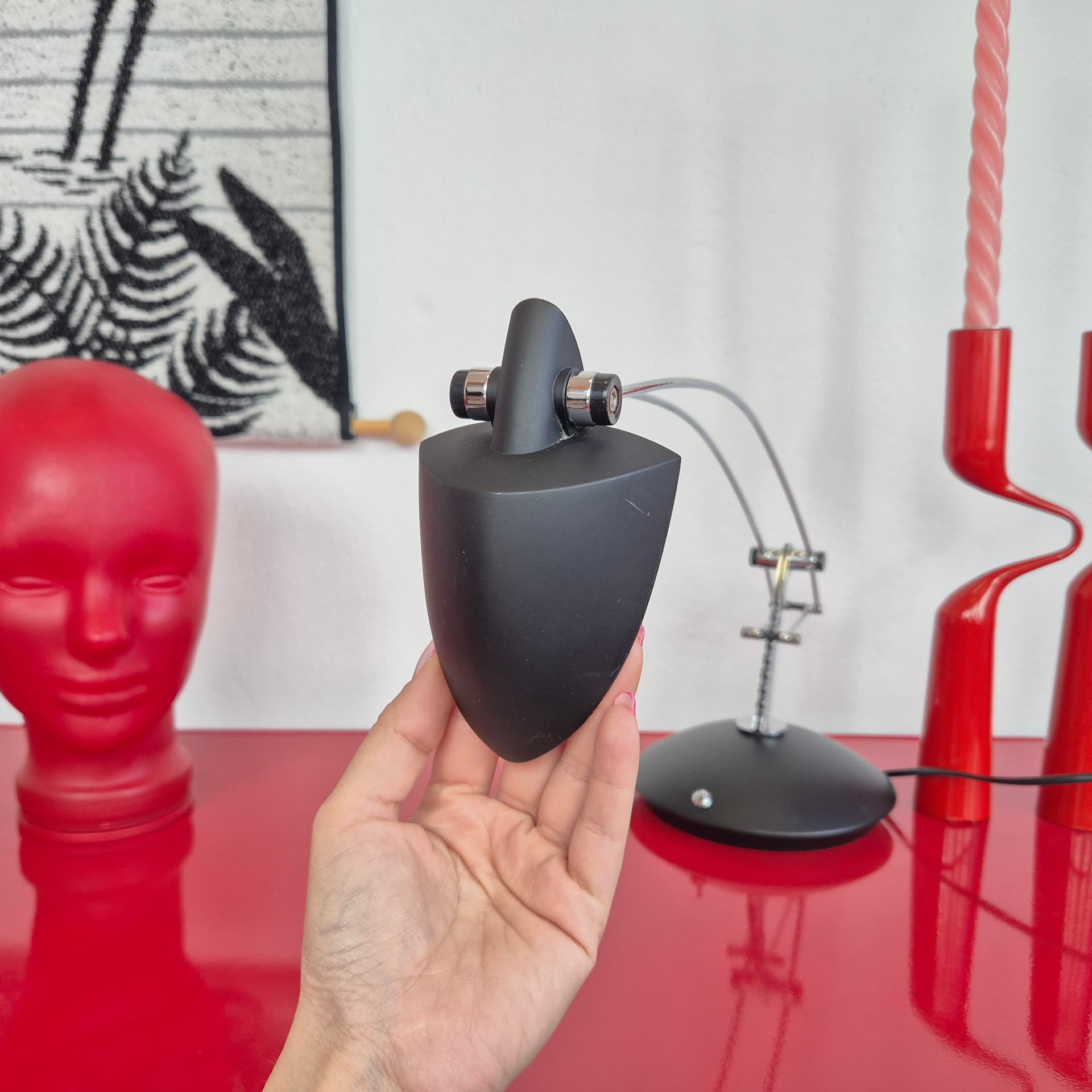 Desk lamp, black, chrome steel, Massive, 1990s. - 399080