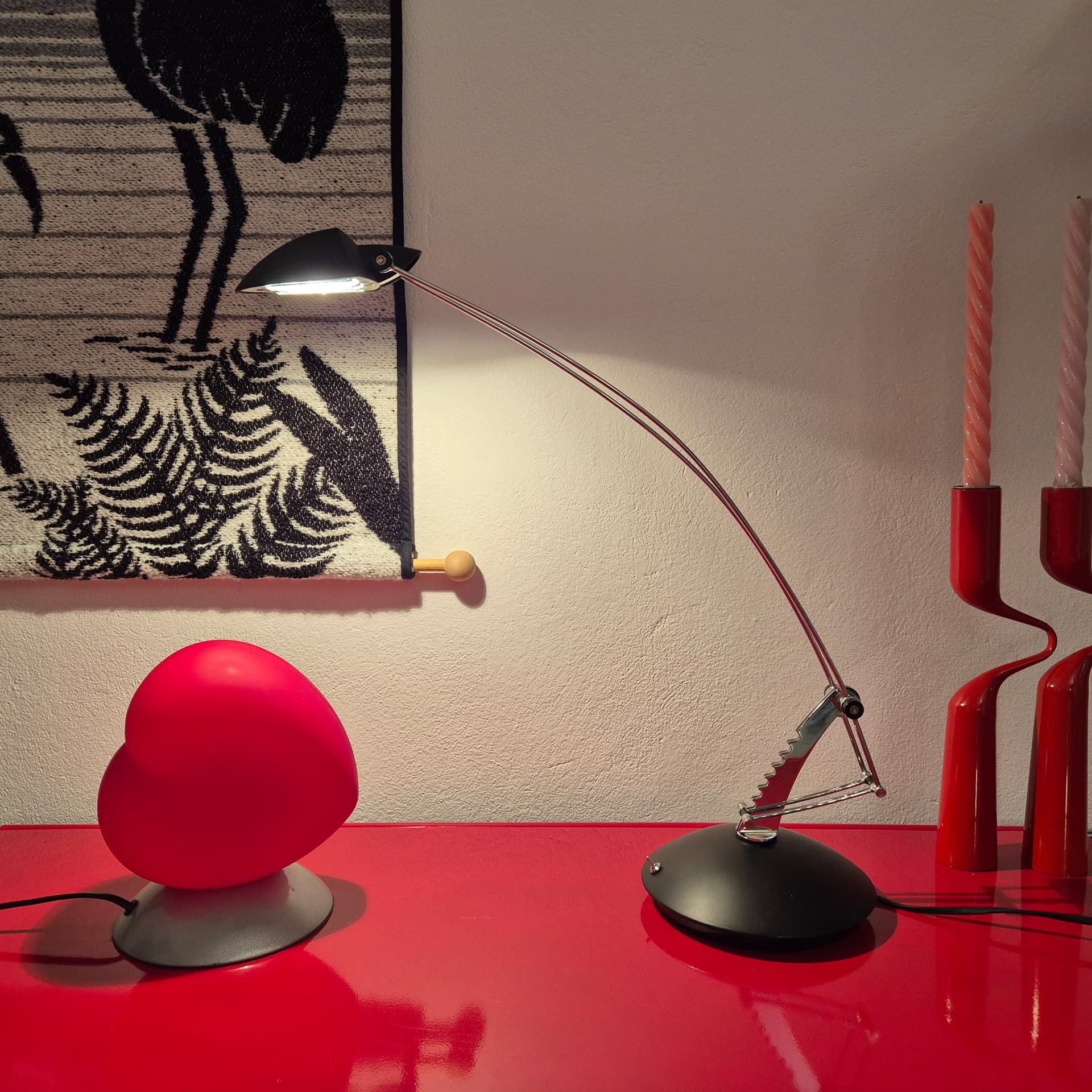 Desk lamp, black, chrome steel, Massive, 1990s. - 399086