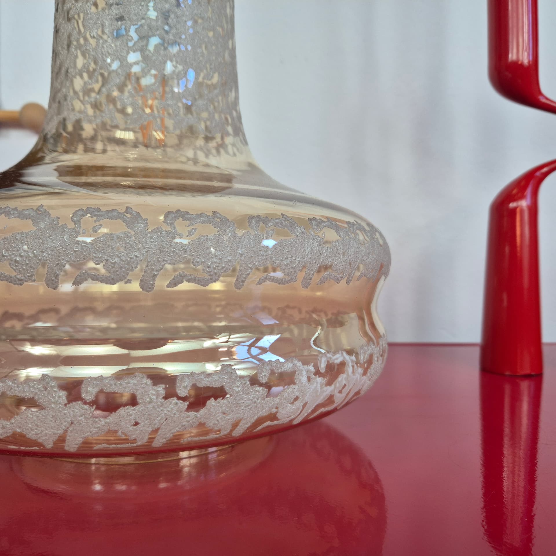 Pendant lamp, transparent glass gold white, Germany, 1960s. - 399097