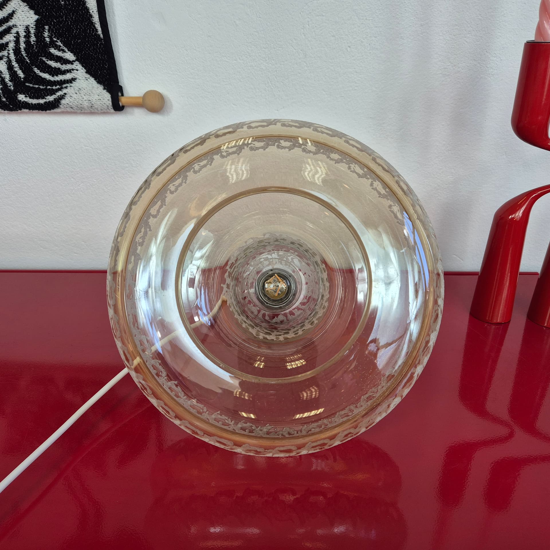 Pendant lamp, transparent glass gold white, Germany, 1960s. - 399100