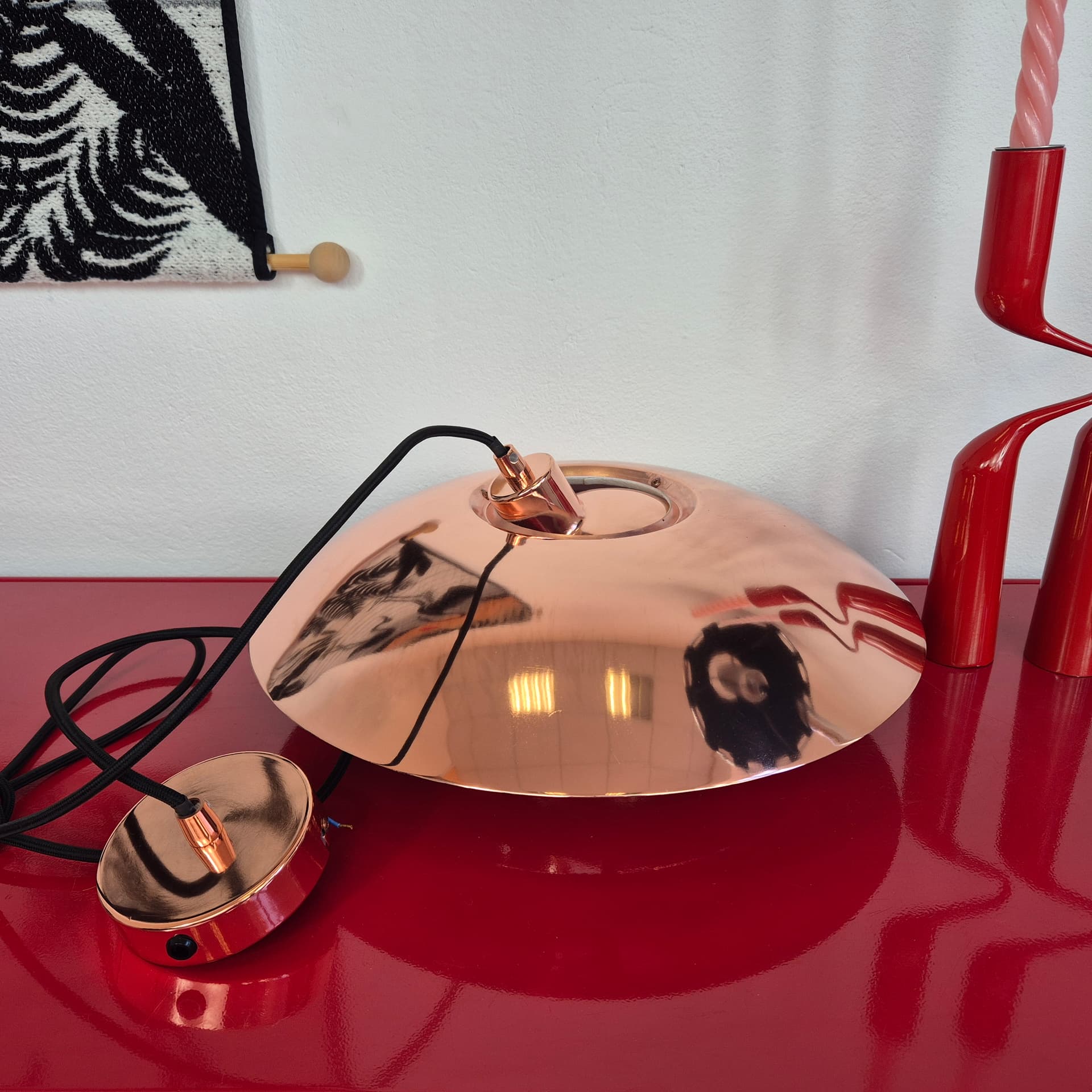 Pendant lamp tiered, polished copper white, A/S Ronald, Denmark, 21st century - 399112