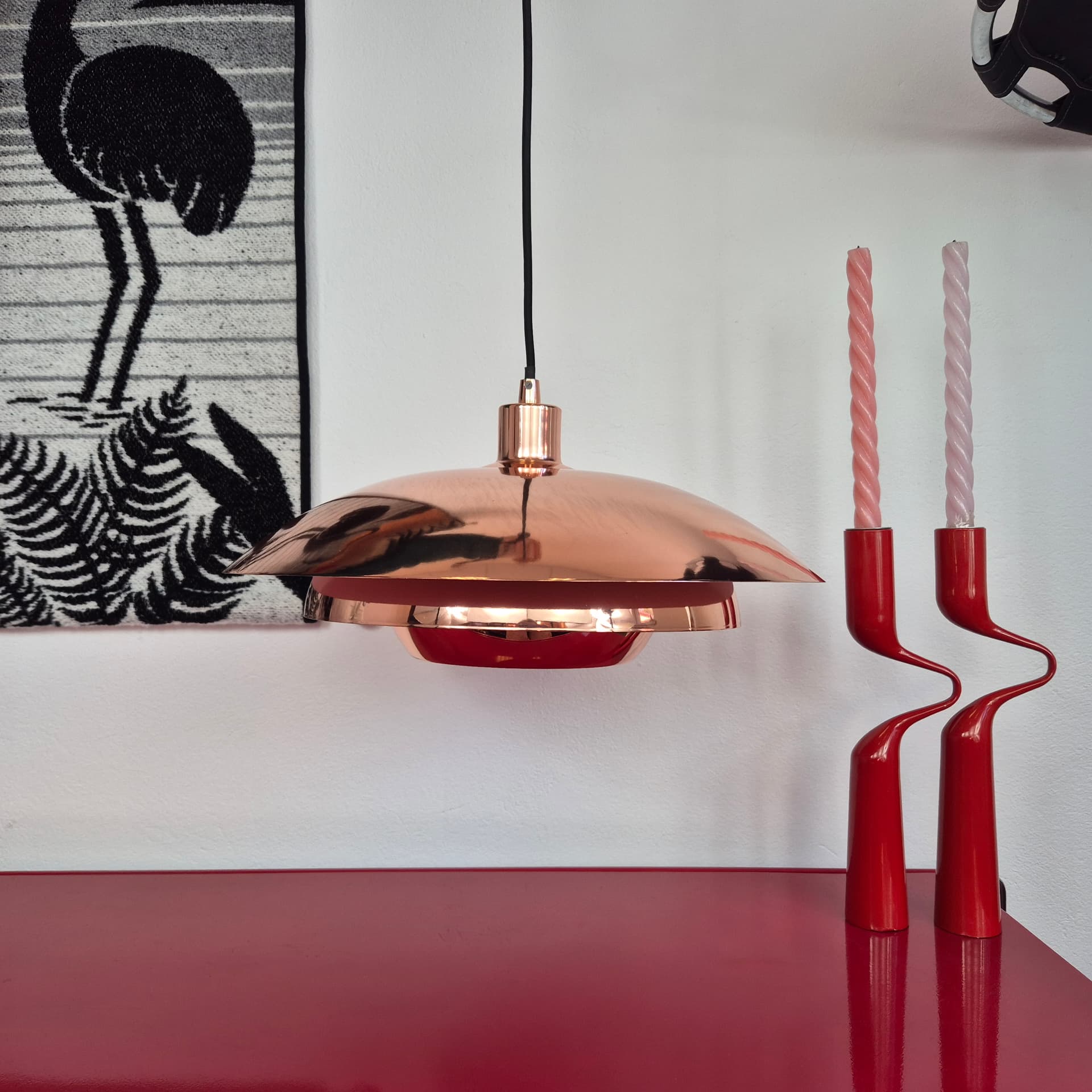 Pendant lamp tiered, polished copper white, A/S Ronald, Denmark, 21st century - 399105