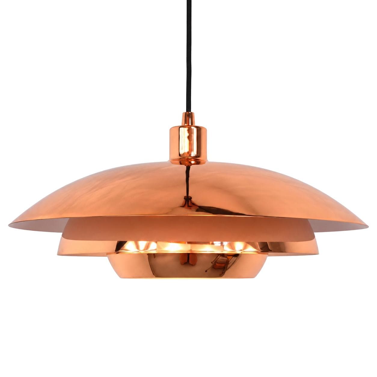 Pendant lamp tiered, polished copper white, A/S Ronald, Denmark, 21st century