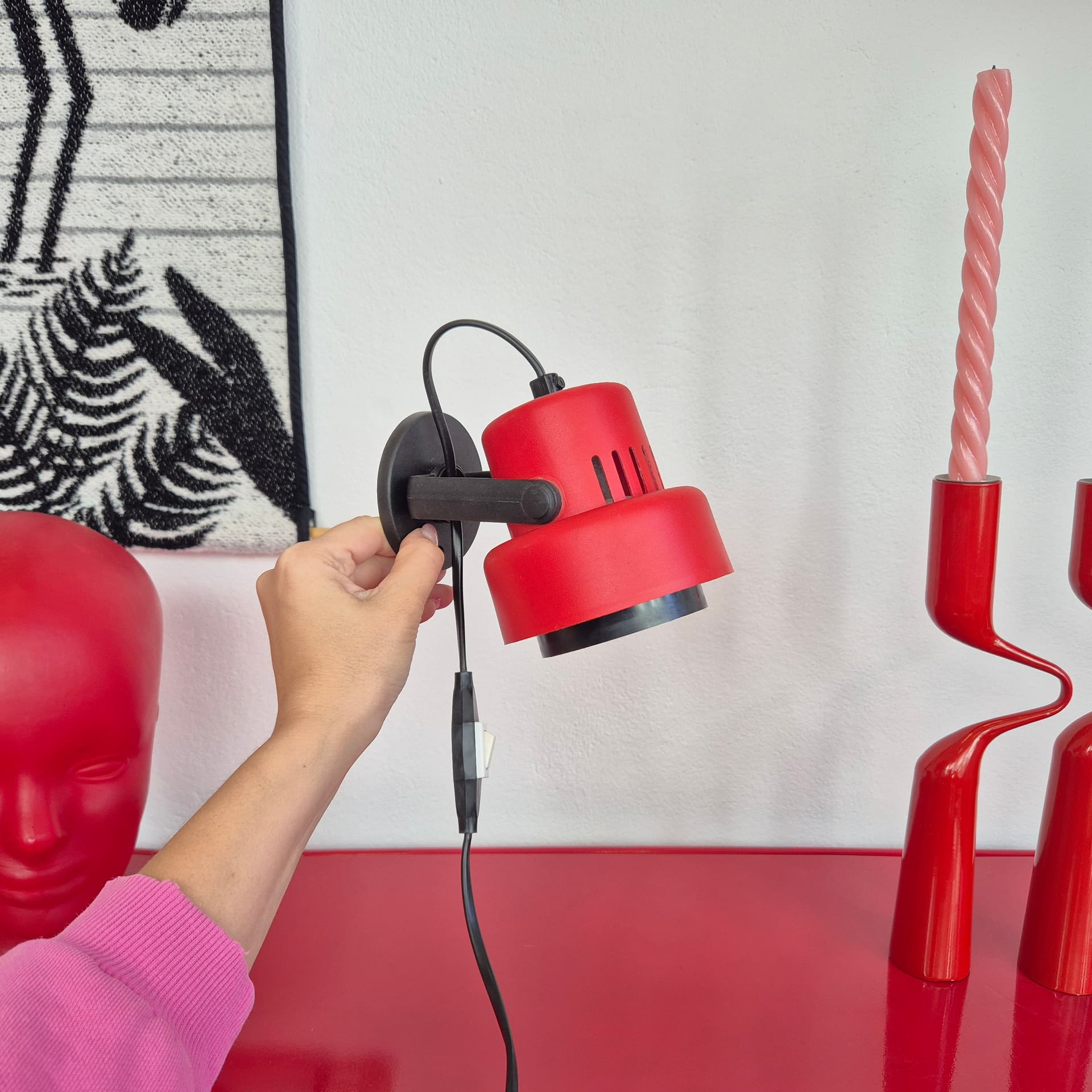 Pair of wall sconces, red, acrylic, Fagerhults, Sweden, 1980s. - 399125