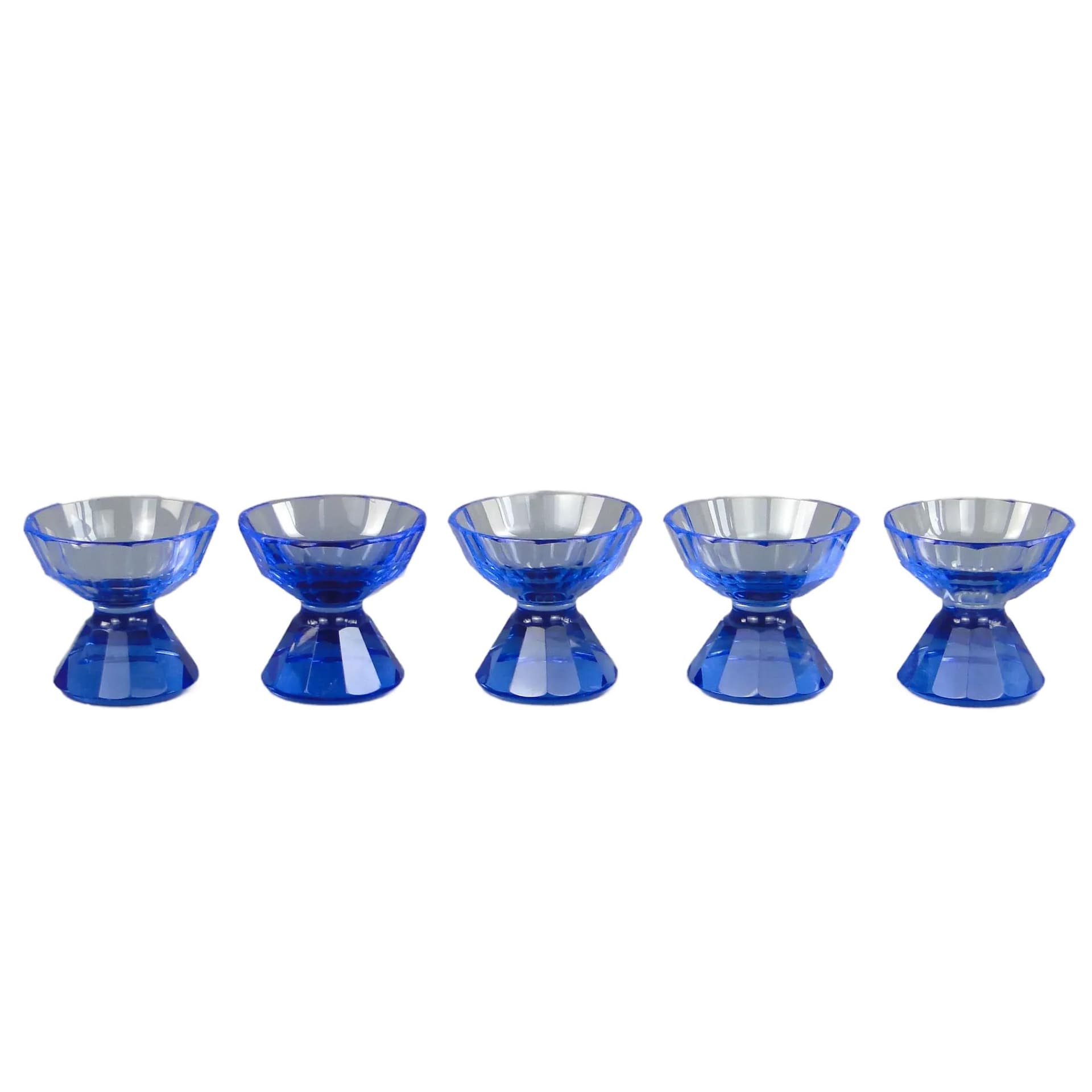 Zestaw kieliszków, Art Deco, niebieski, kryształ, Czechy, lata 20. - 399171