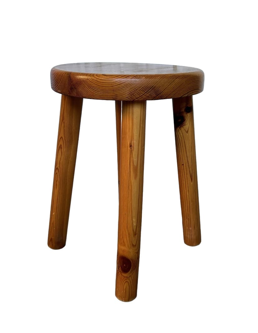 Taboret czteronożny, sosna brązowy, Polska?, lata 60.