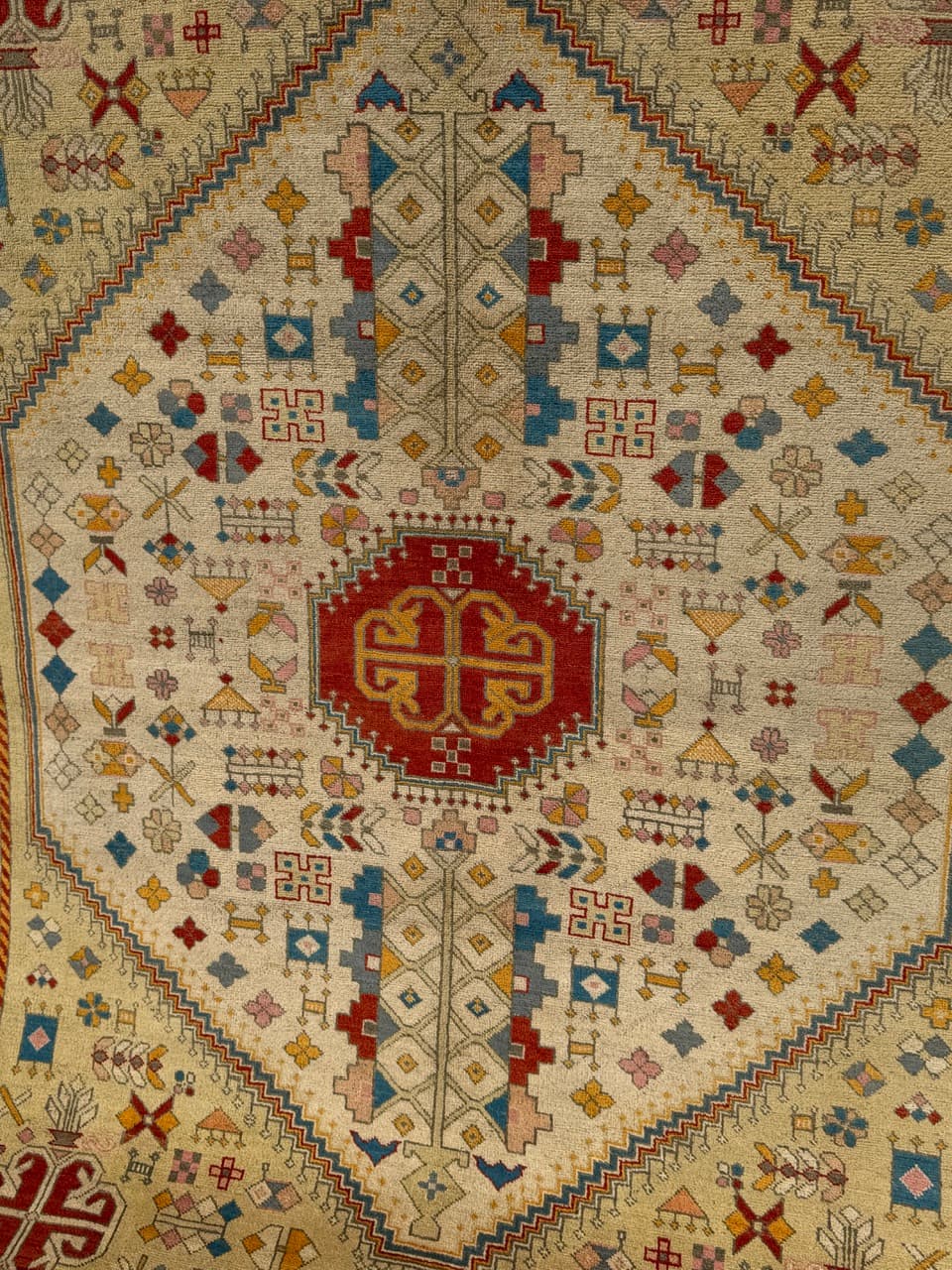 Rug Ziegler Kazak, 240x175 cm, beige red gold blue, wool, Pakistan - 399247