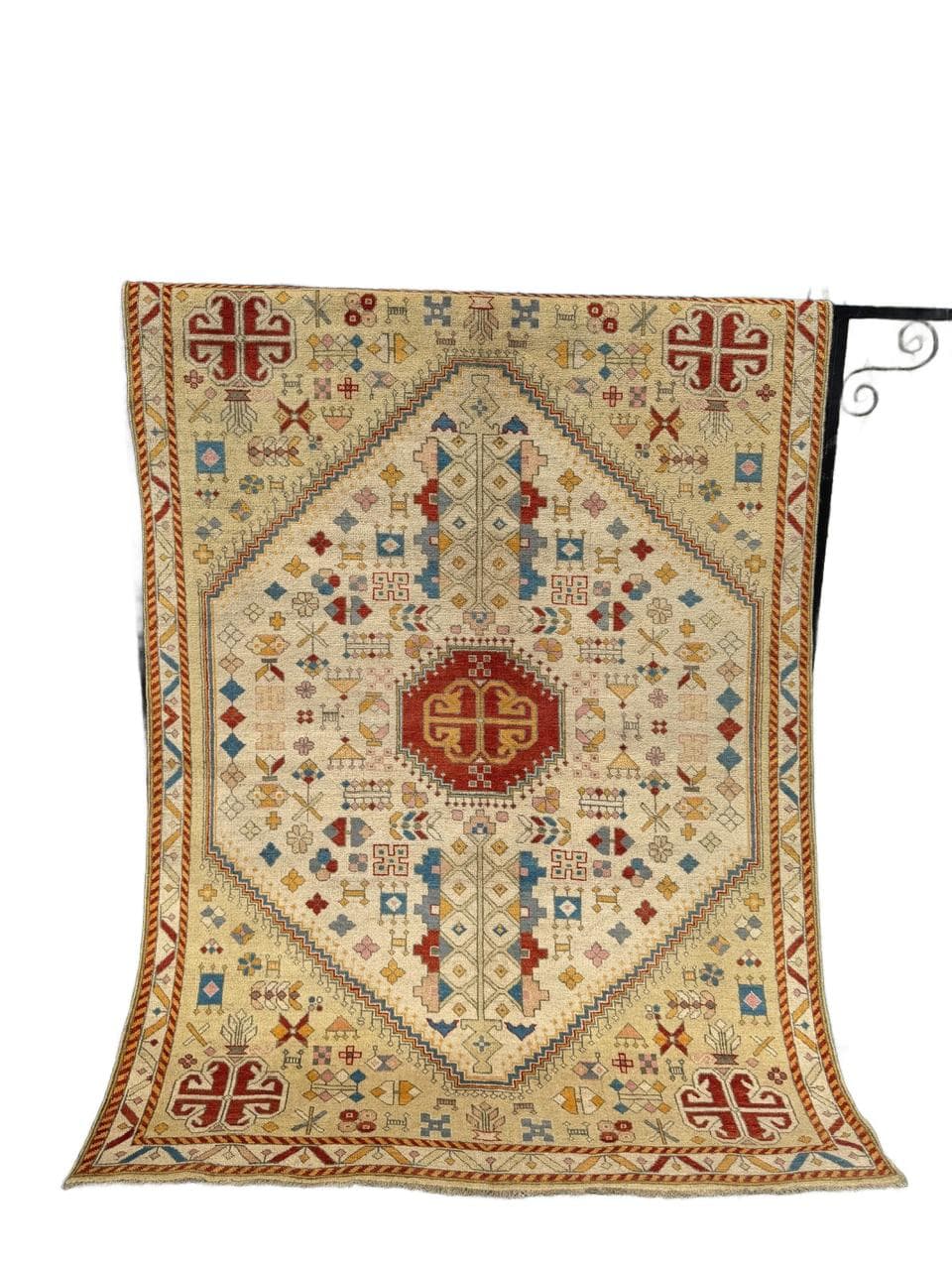 Rug Ziegler Kazak, 240x175 cm, beige red gold blue, wool, Pakistan