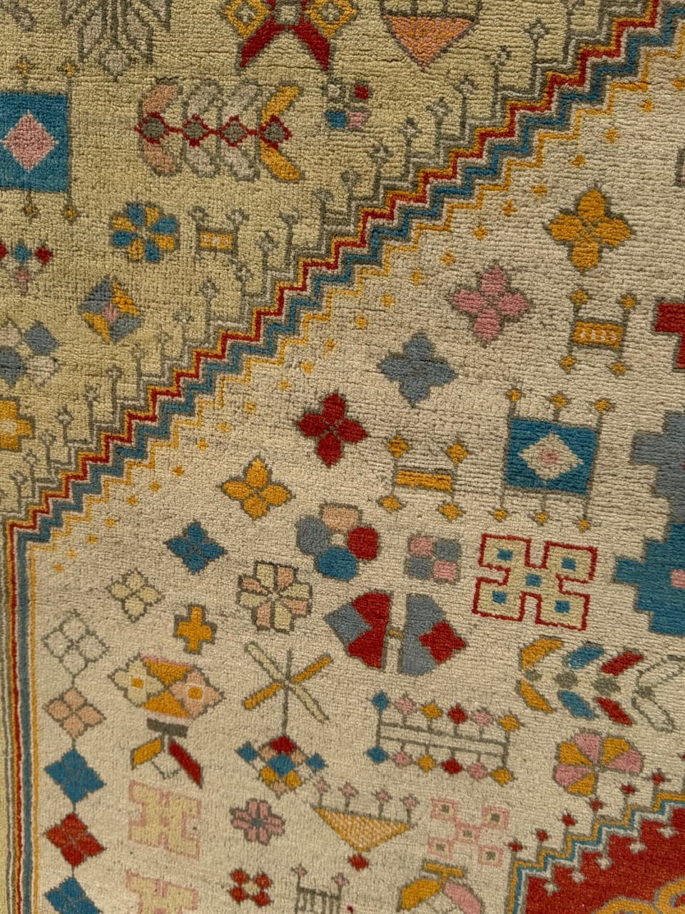 Rug Ziegler Kazak, 240x175 cm, beige red gold blue, wool, Pakistan - 399245