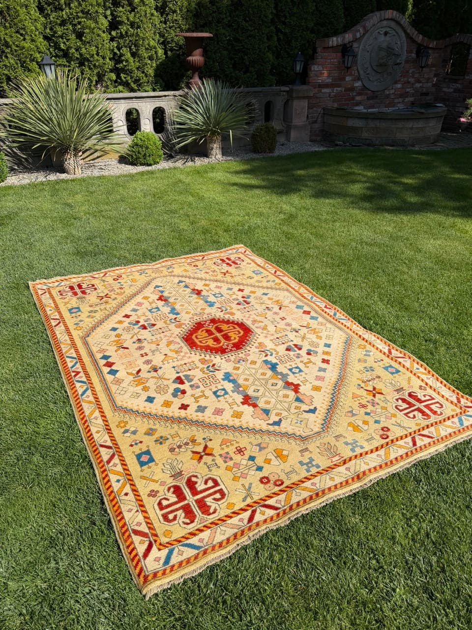 Rug Ziegler Kazak, 240x175 cm, beige red gold blue, wool, Pakistan - 399253