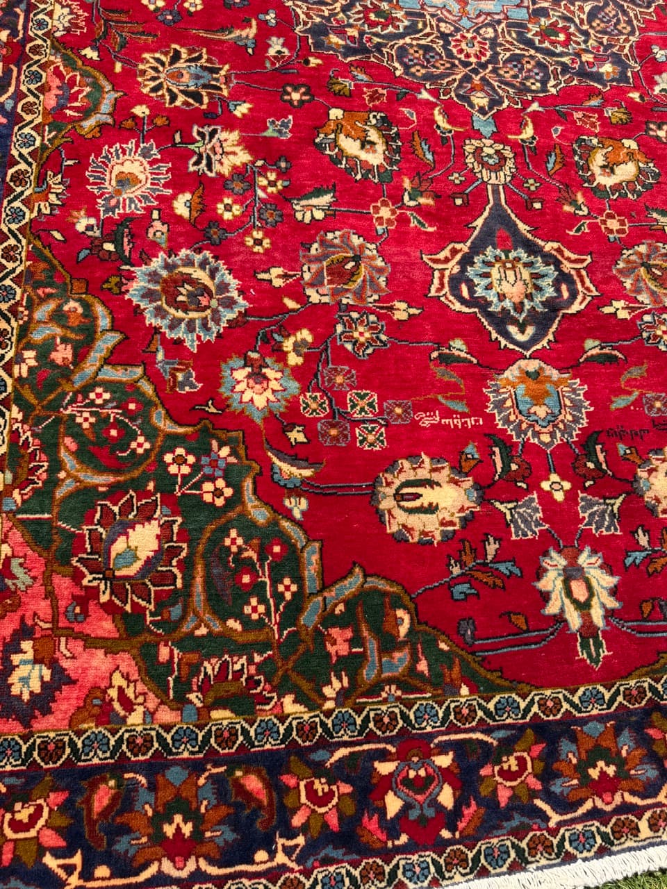 Rug Keshan 360x220 cm, red blue gold white green orange, wool, Iran - 399269