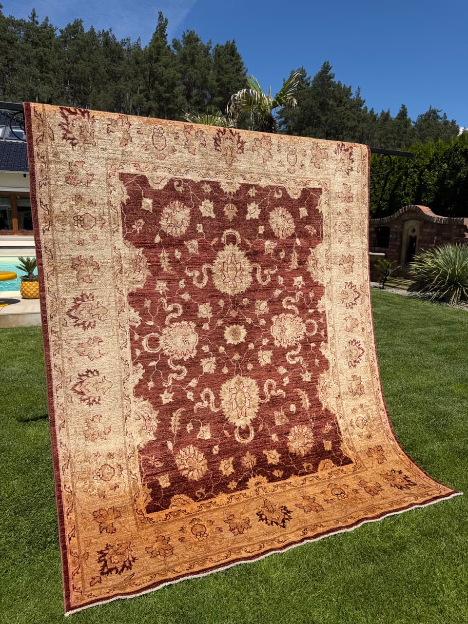 Rug Ziegler 250x200 cm, red beige gold, Kashmiri wool, Pakistan - 399271