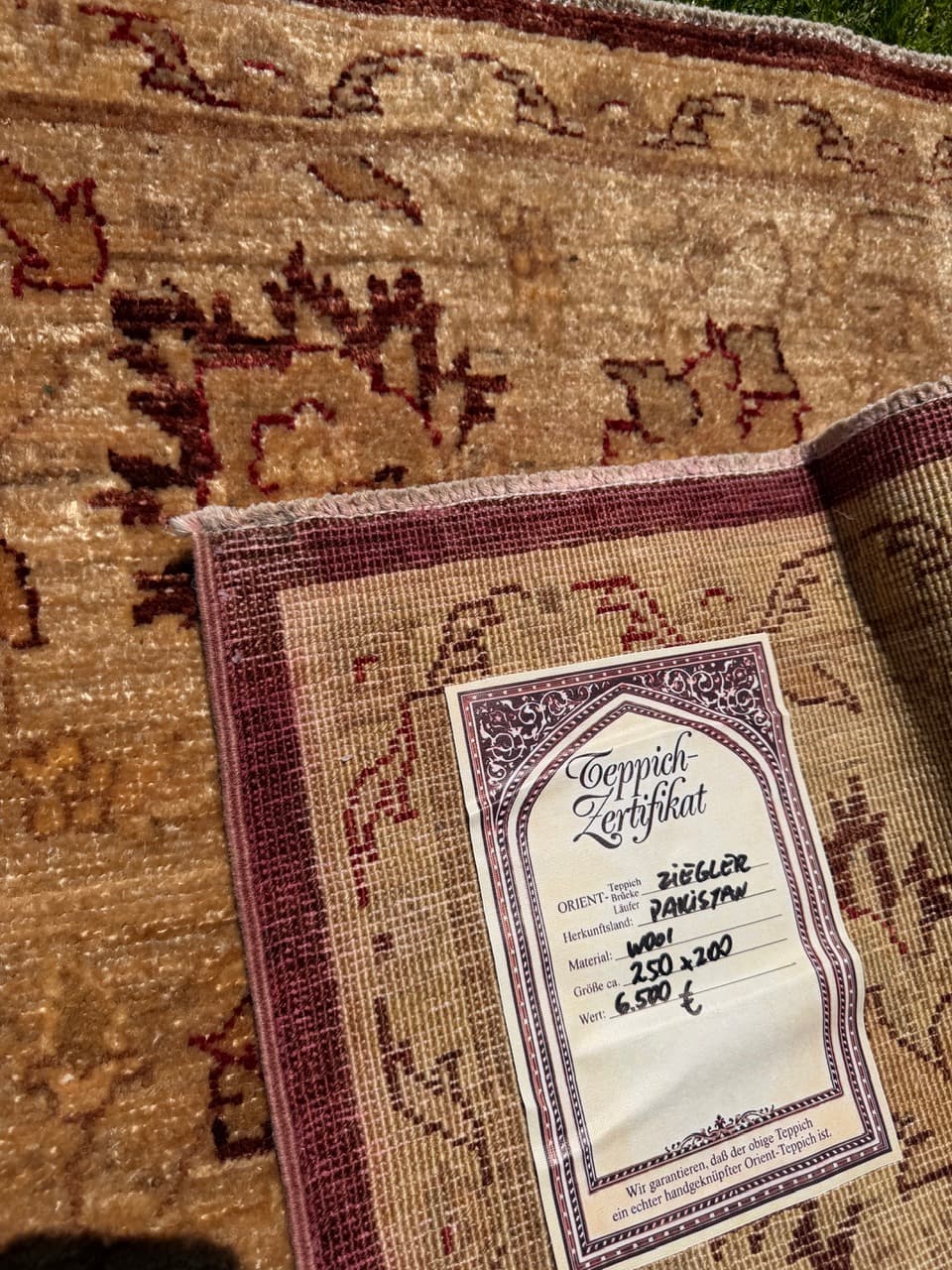 Rug Ziegler 250x200 cm, red beige gold, Kashmiri wool, Pakistan - 399272