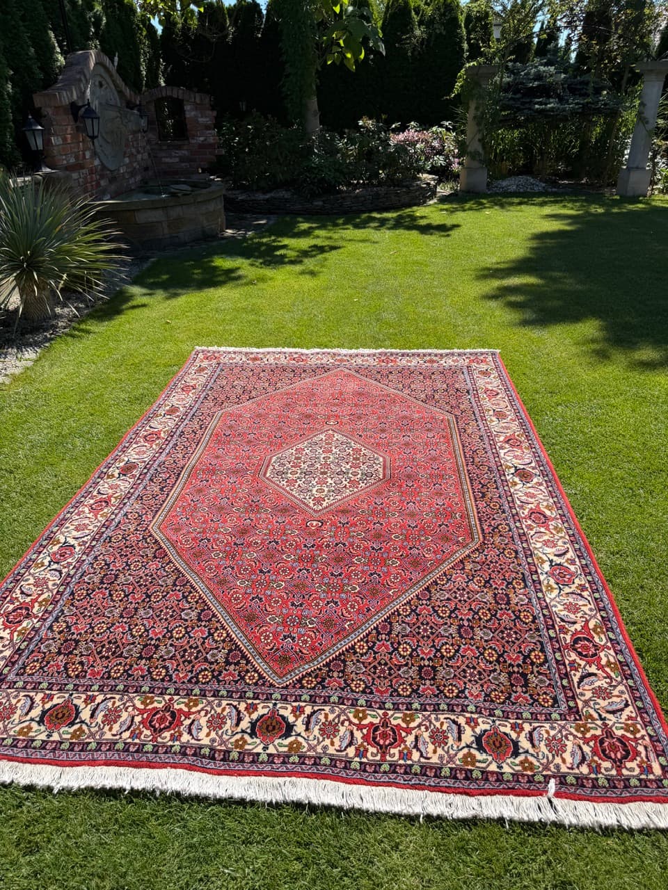 Rug Bidjar, 300x200 cm, wool red blue white green gold brown, Iran - 399316