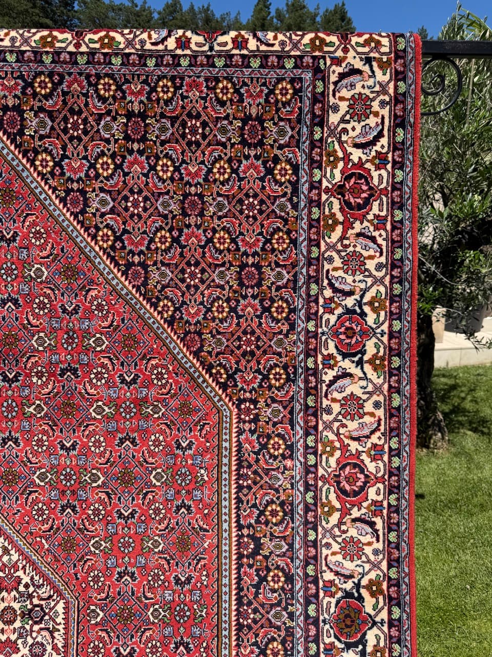 Rug Bidjar, 300x200 cm, wool red blue white green gold brown, Iran - 399310