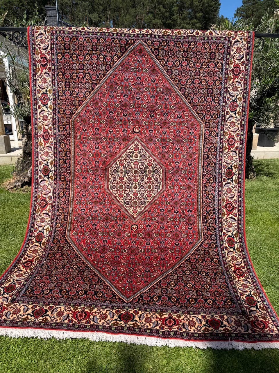 Rug Bidjar, 300x200 cm, wool red blue white green gold brown, Iran - 399308