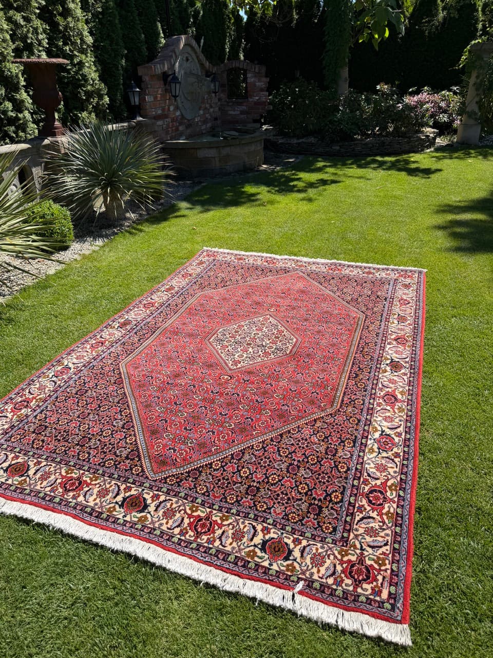 Rug Bidjar, 300x200 cm, wool red blue white green gold brown, Iran - 399320